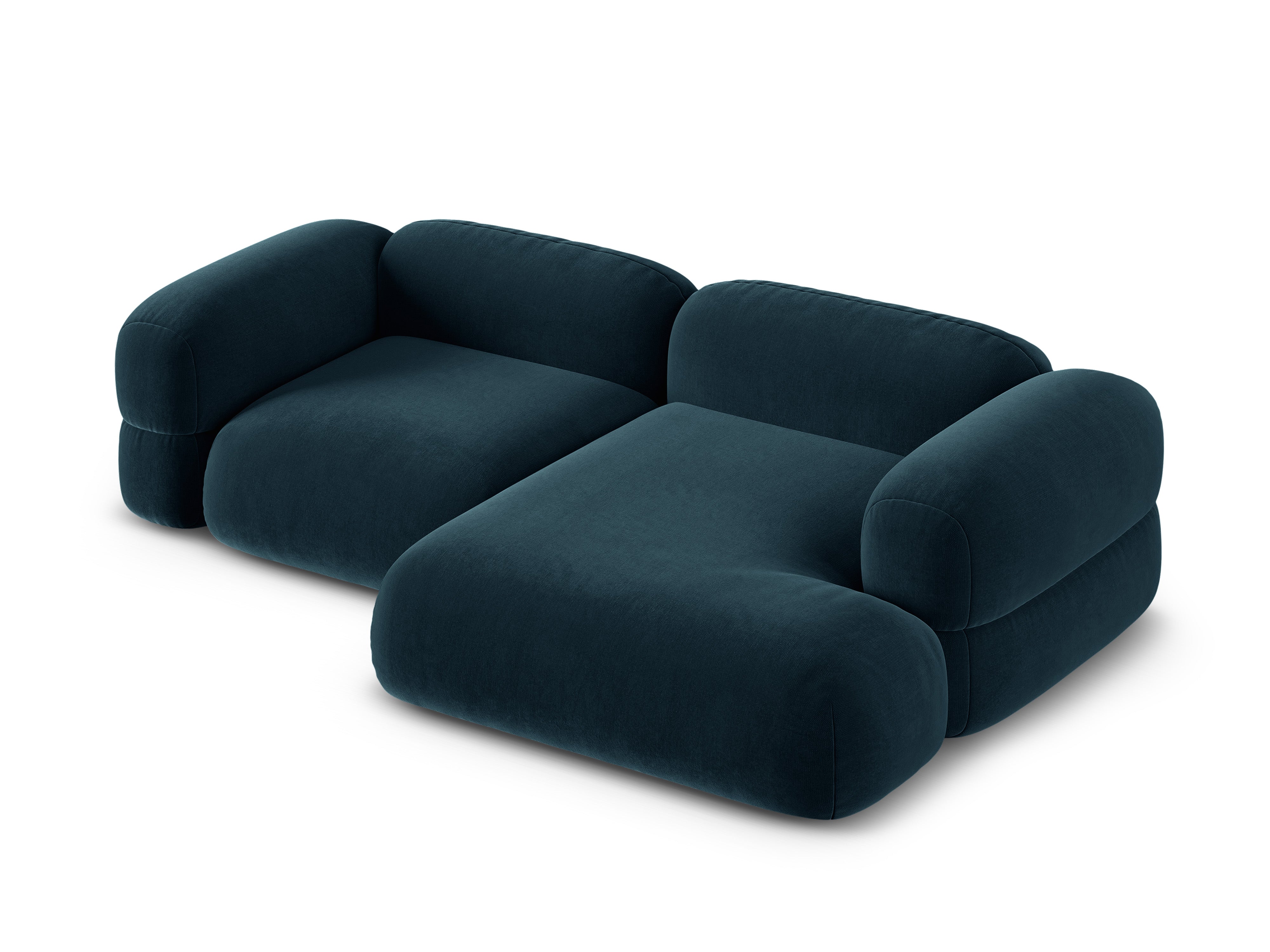 Right-facing velvet corner sofa ROGER petrol blue