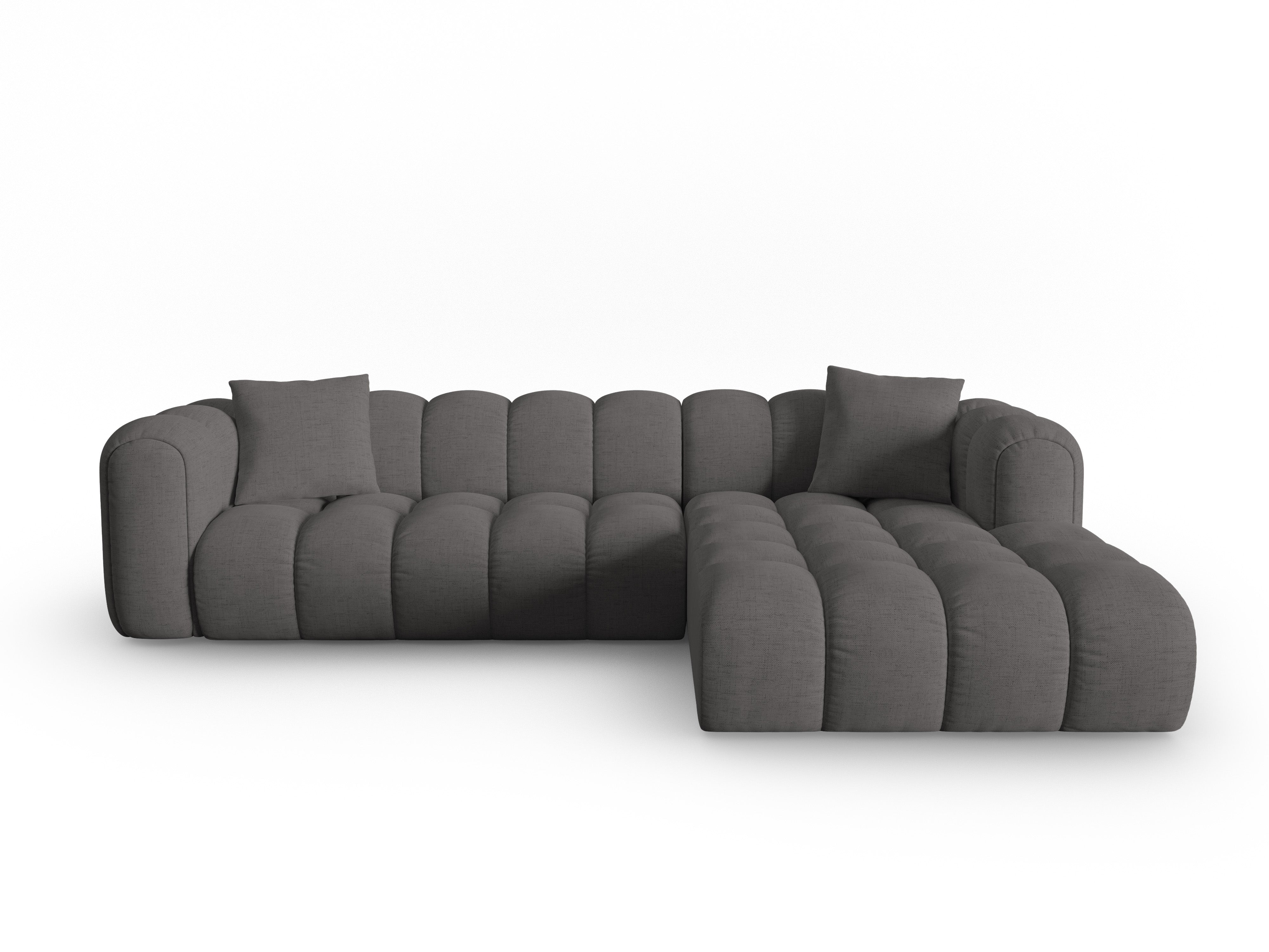 4-sitziger rechter Ecksofa ASTRO graues Chenille