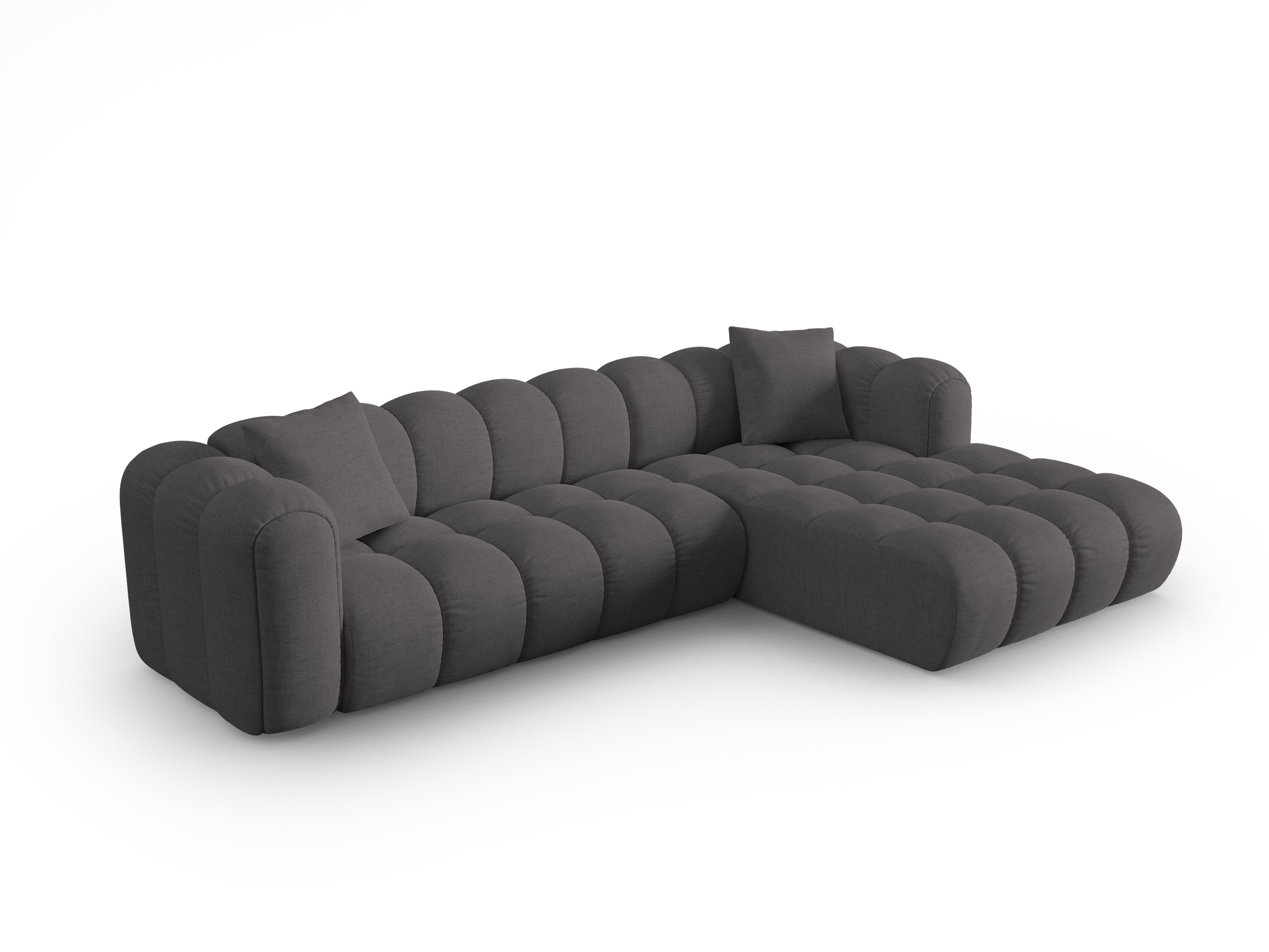 4-sitziger rechter Ecksofa ASTRO graues Chenille