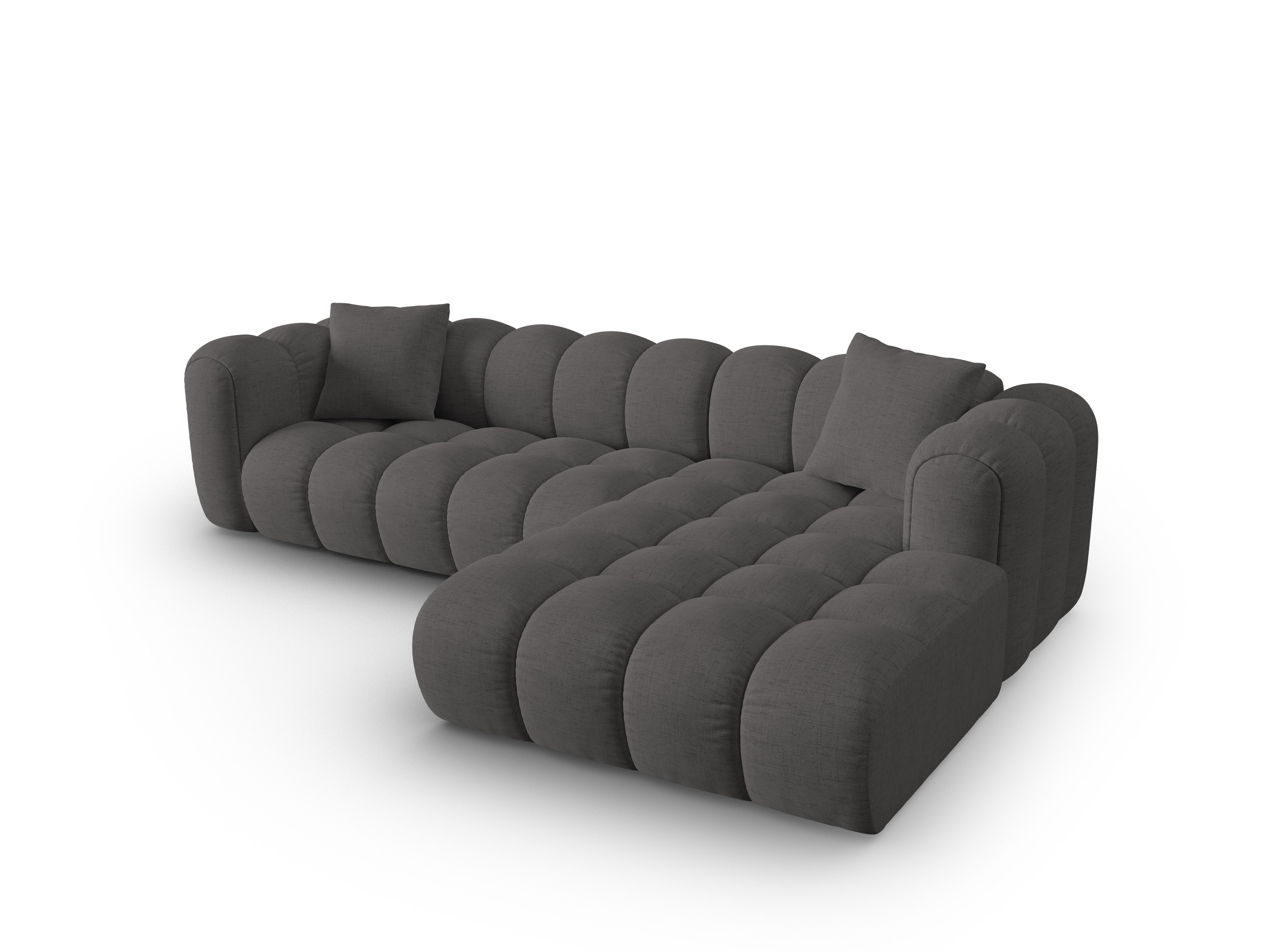 4-sitziger rechter Ecksofa ASTRO graues Chenille