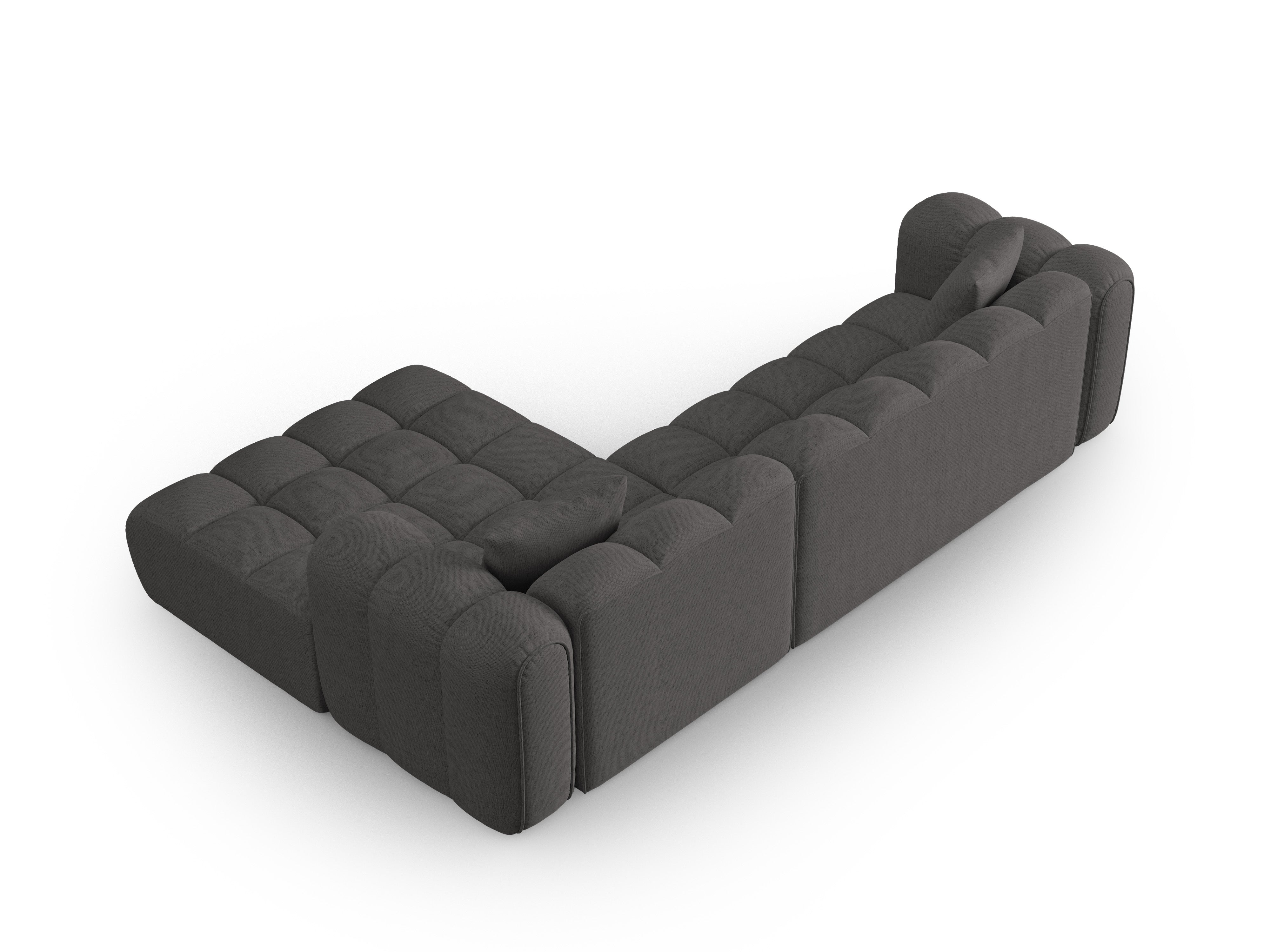 4-sitziger rechter Ecksofa ASTRO graues Chenille