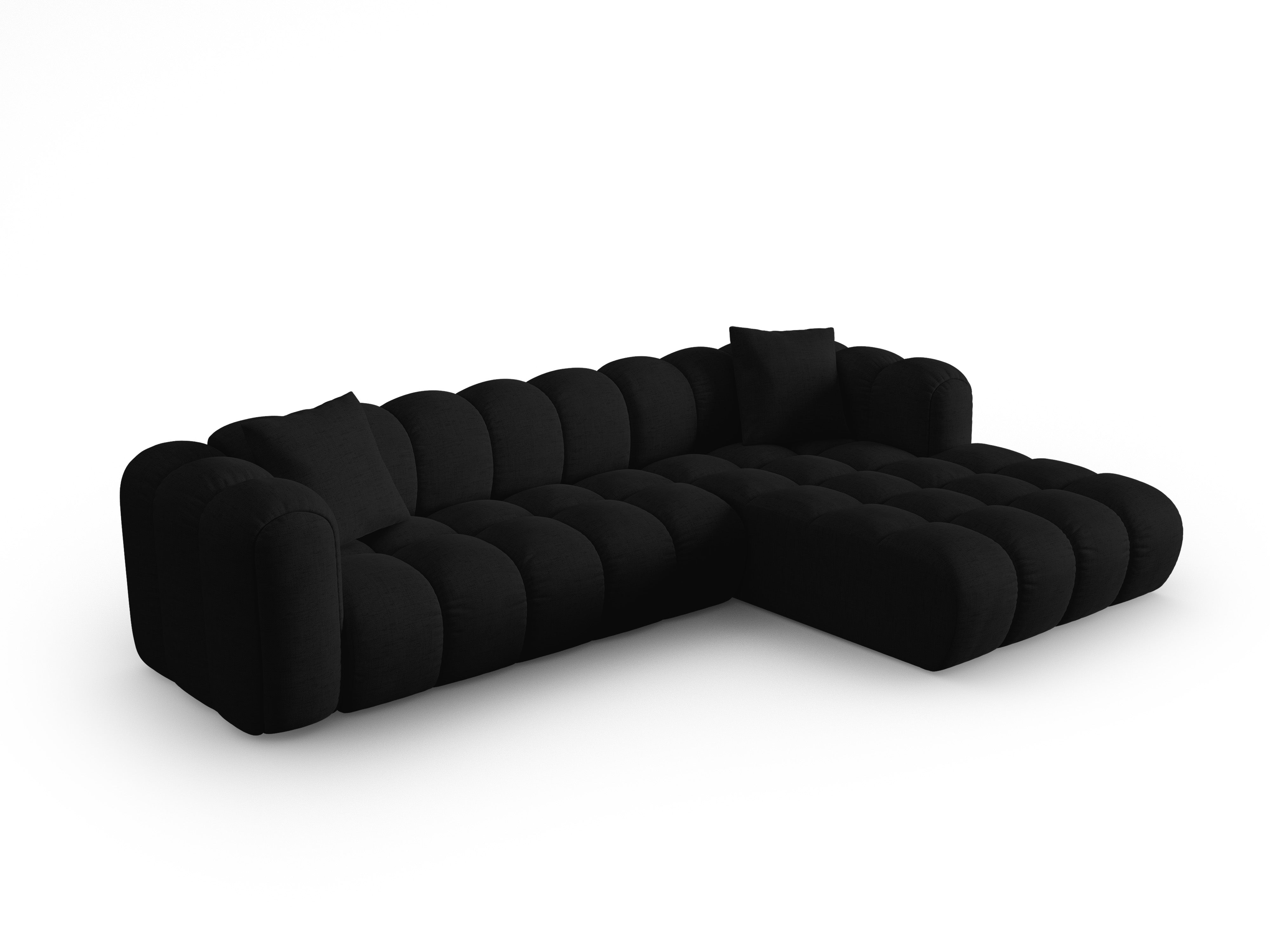 4-sitziger rechter Ecksofa ASTRO schwarzer Chenille