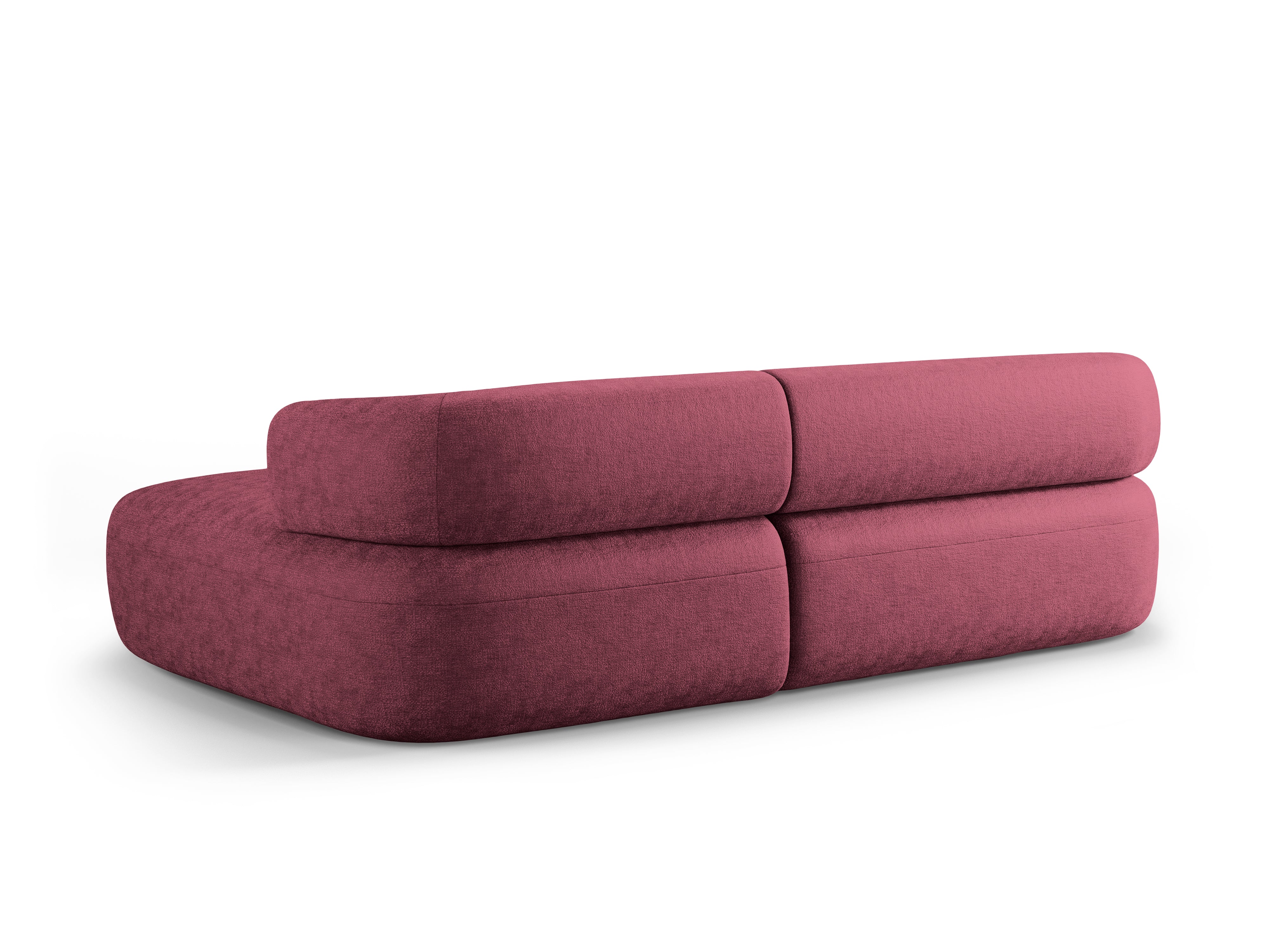 3-sitziger, rechtsseitiger ALDRIN Ecksofa in karminrotem Chenille