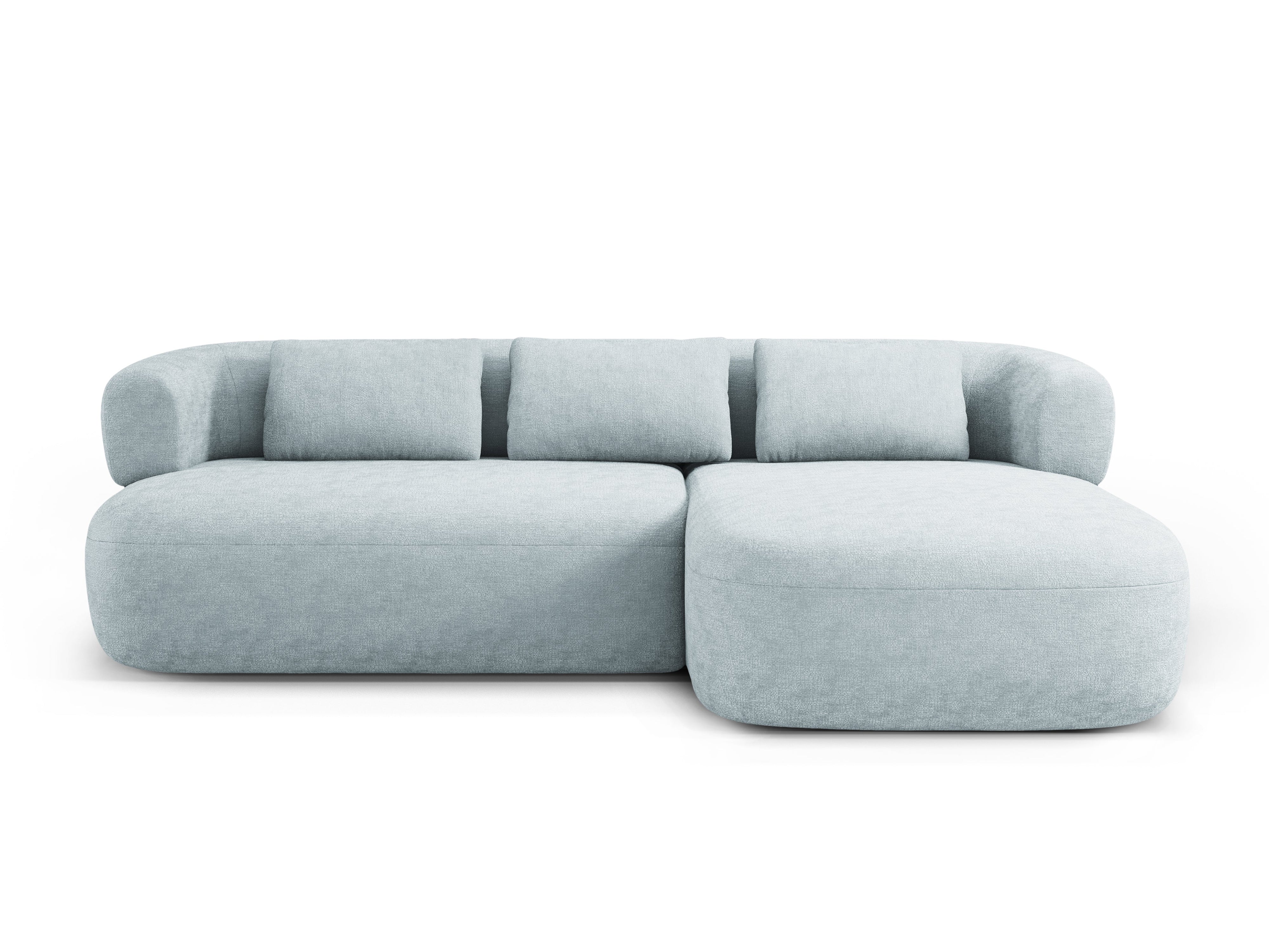 3-sitziger rechter Ecksofa ALDRIN in himmelblauem Chenille
