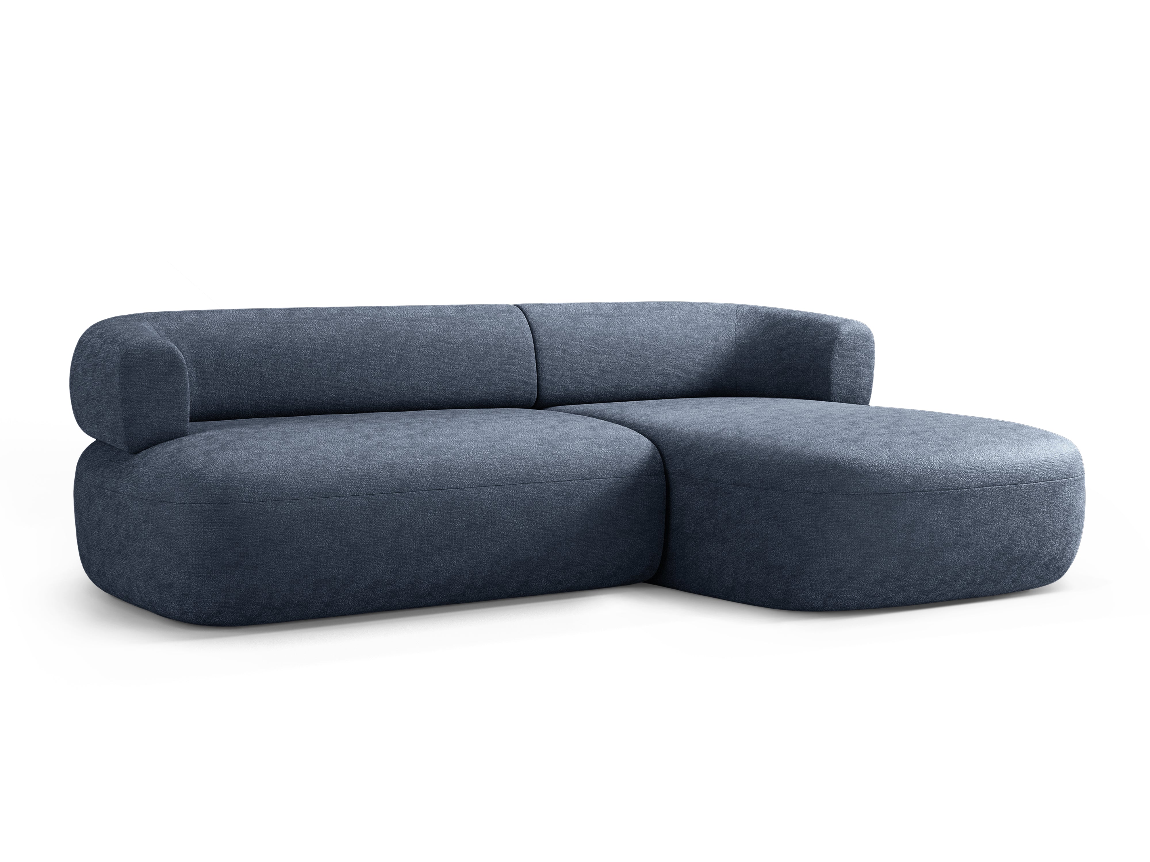 3-sitziger rechter Ecksofa ALDRIN in marineblauem Chenille