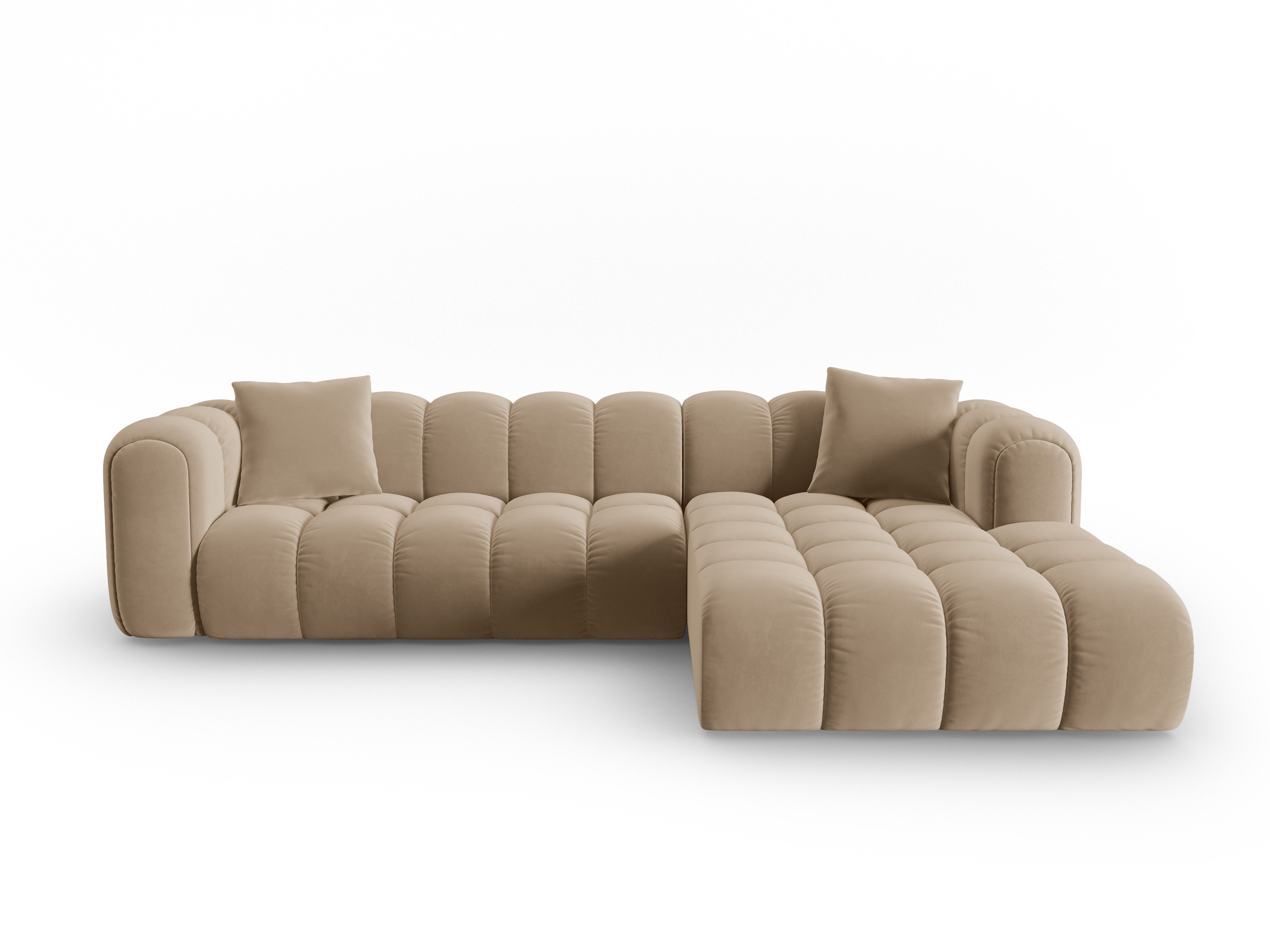 Samt-Ecksofa für 4 Personen rechts ASTRO sandfarben