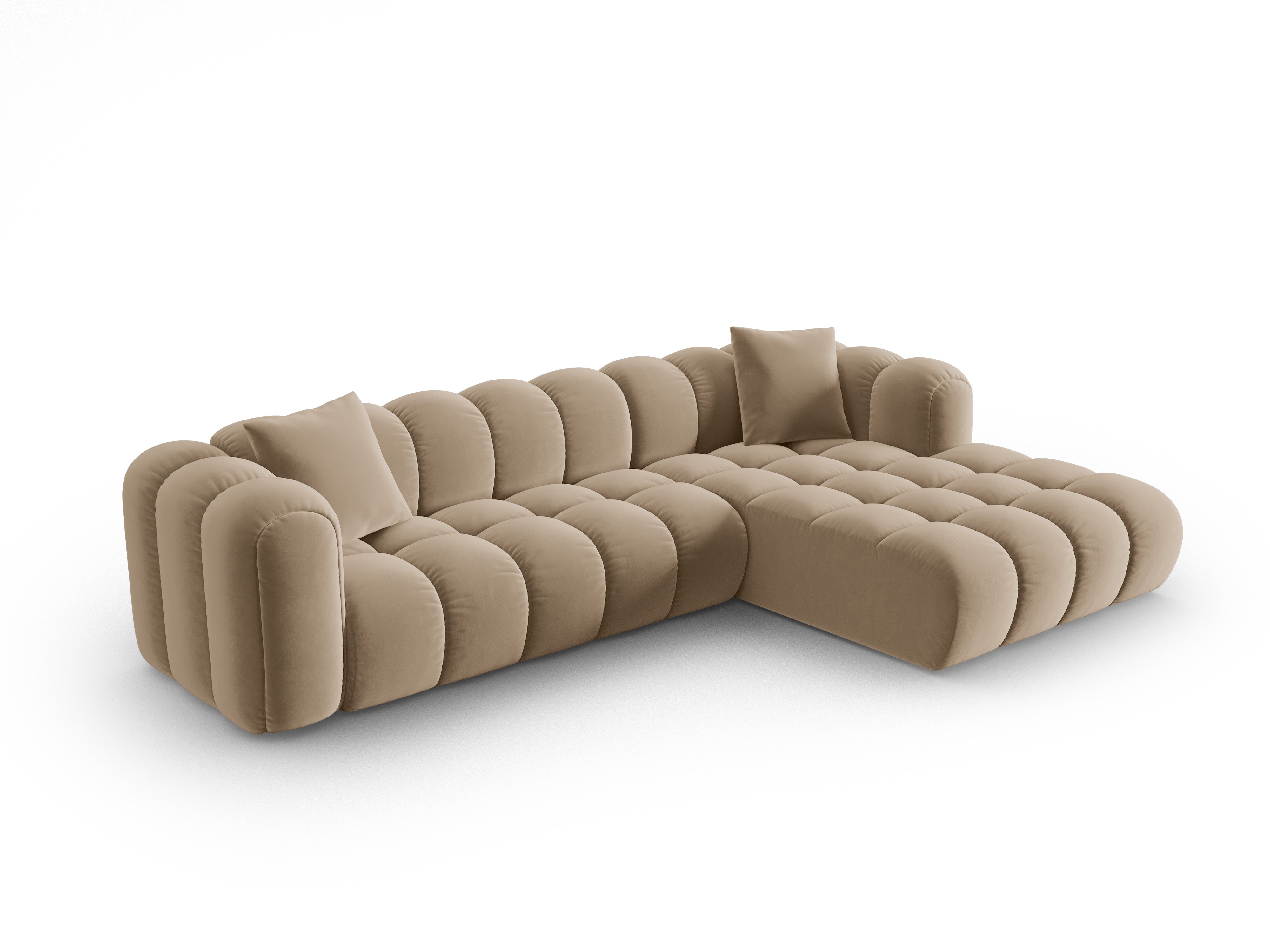 Samt-Ecksofa für 4 Personen rechts ASTRO sandfarben