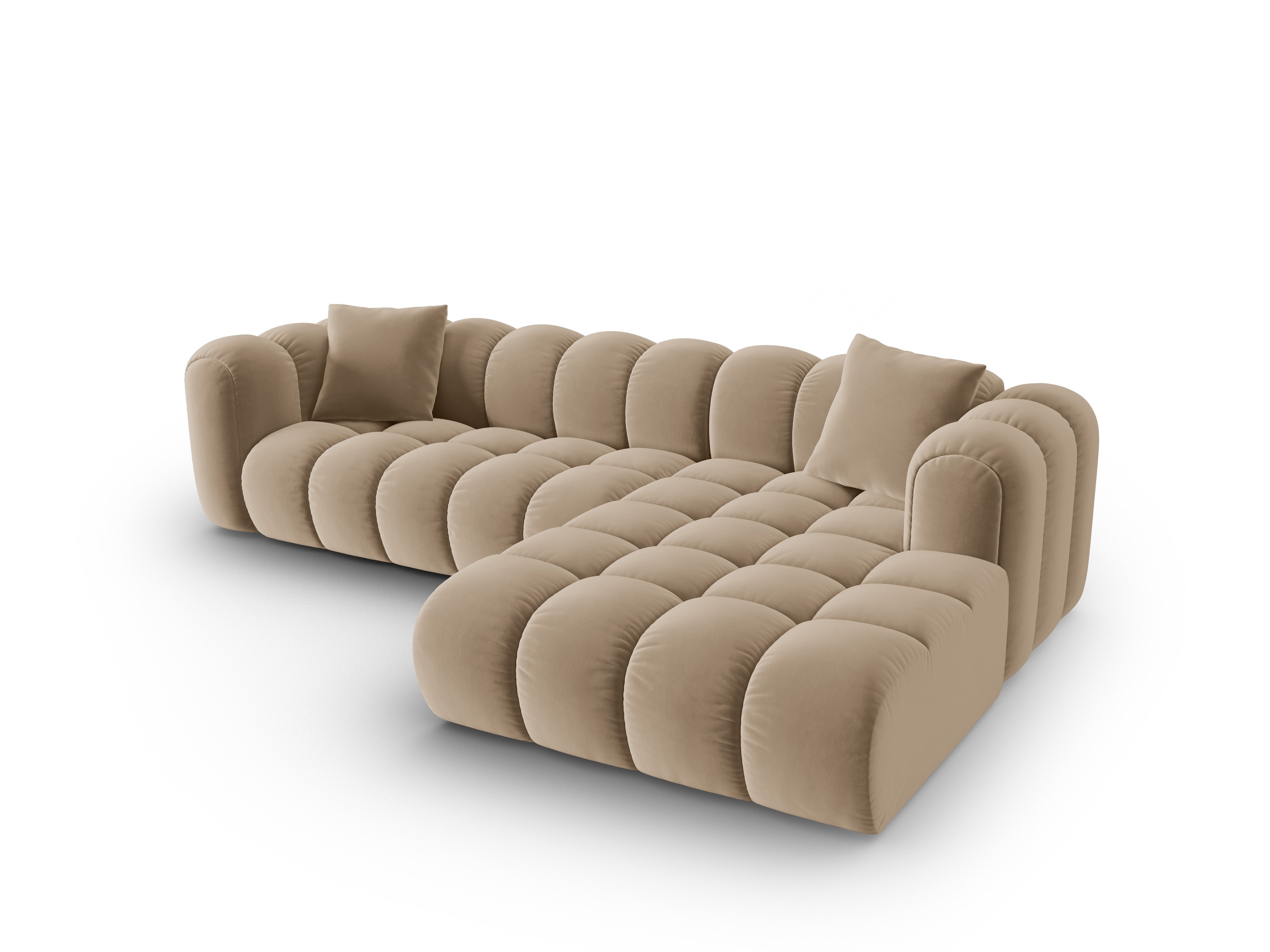Samt-Ecksofa für 4 Personen rechts ASTRO sandfarben