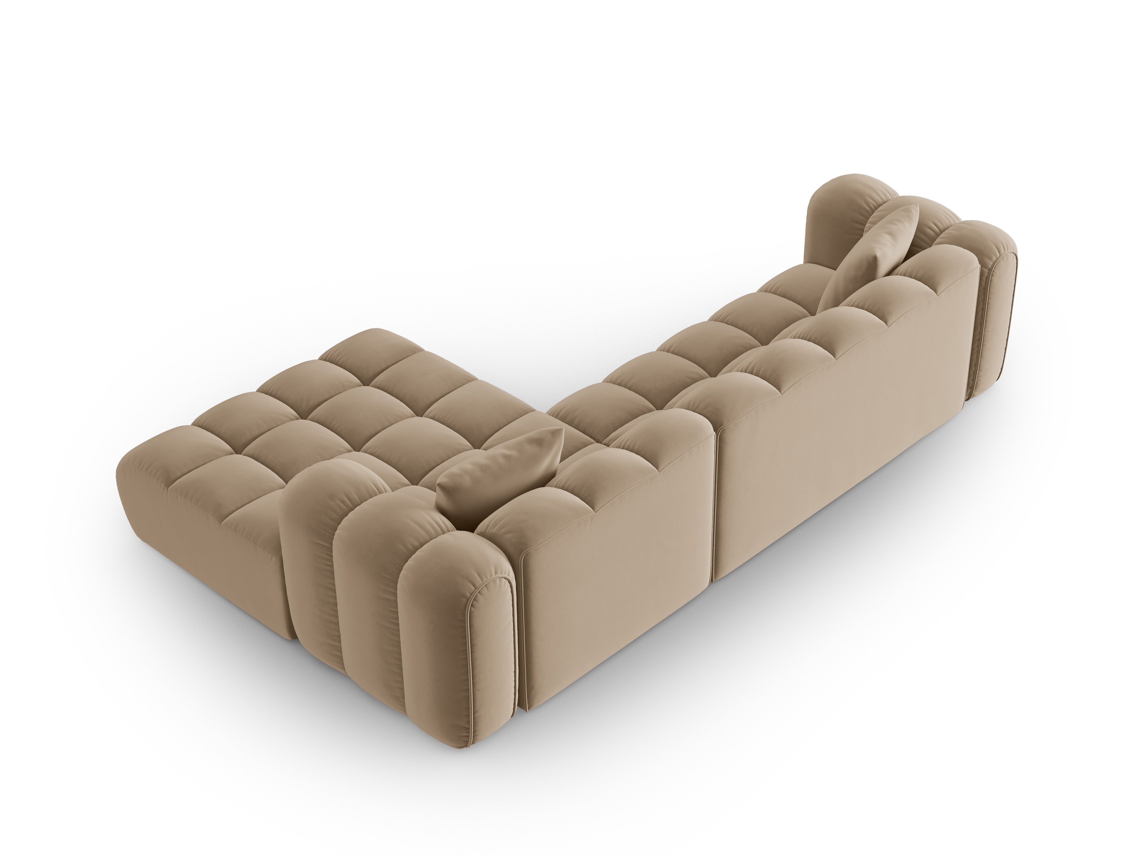 Samt-Ecksofa für 4 Personen rechts ASTRO sandfarben
