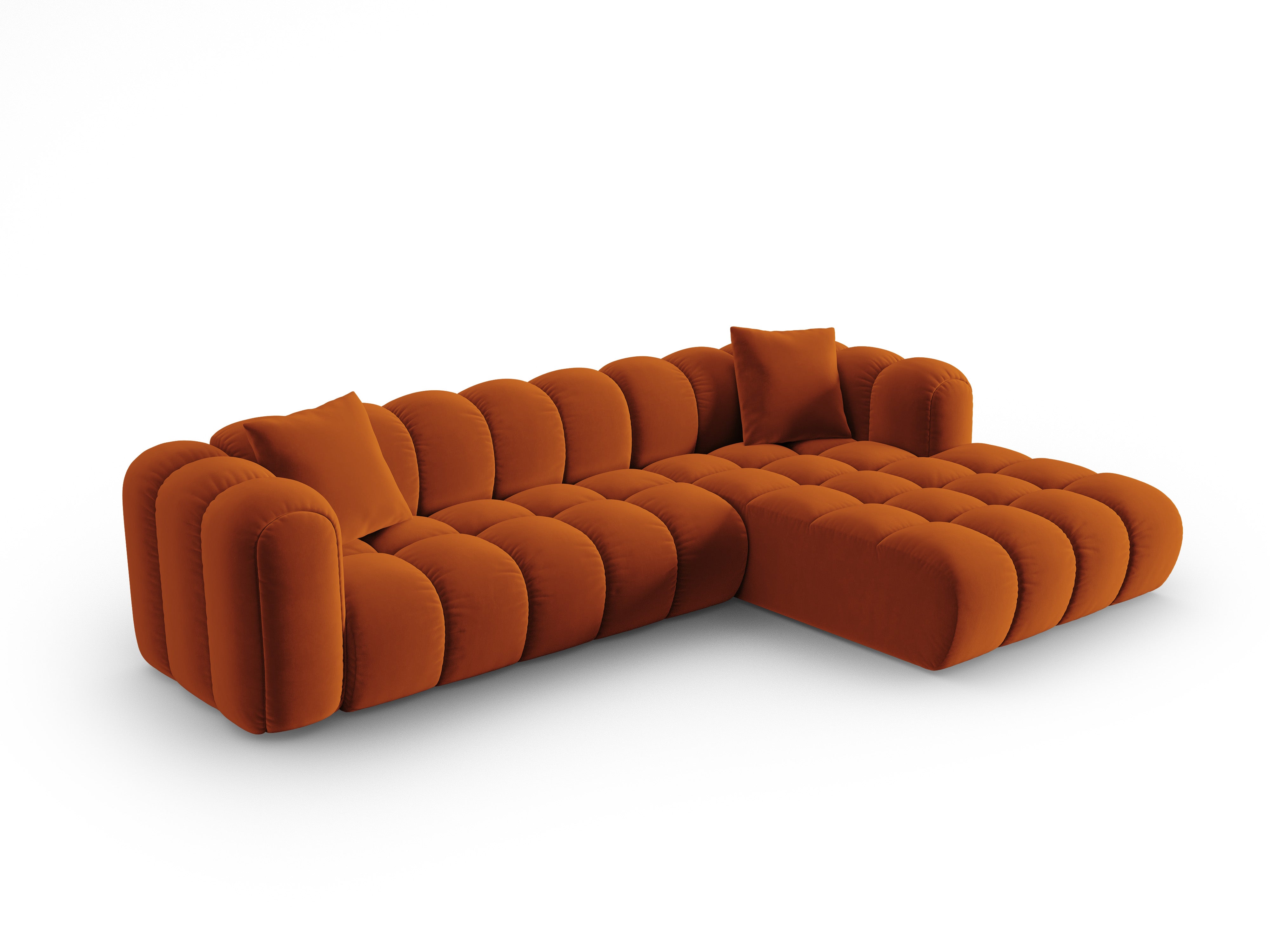 Samt-Ecksofa für 4 Personen rechts ASTRO rostrot