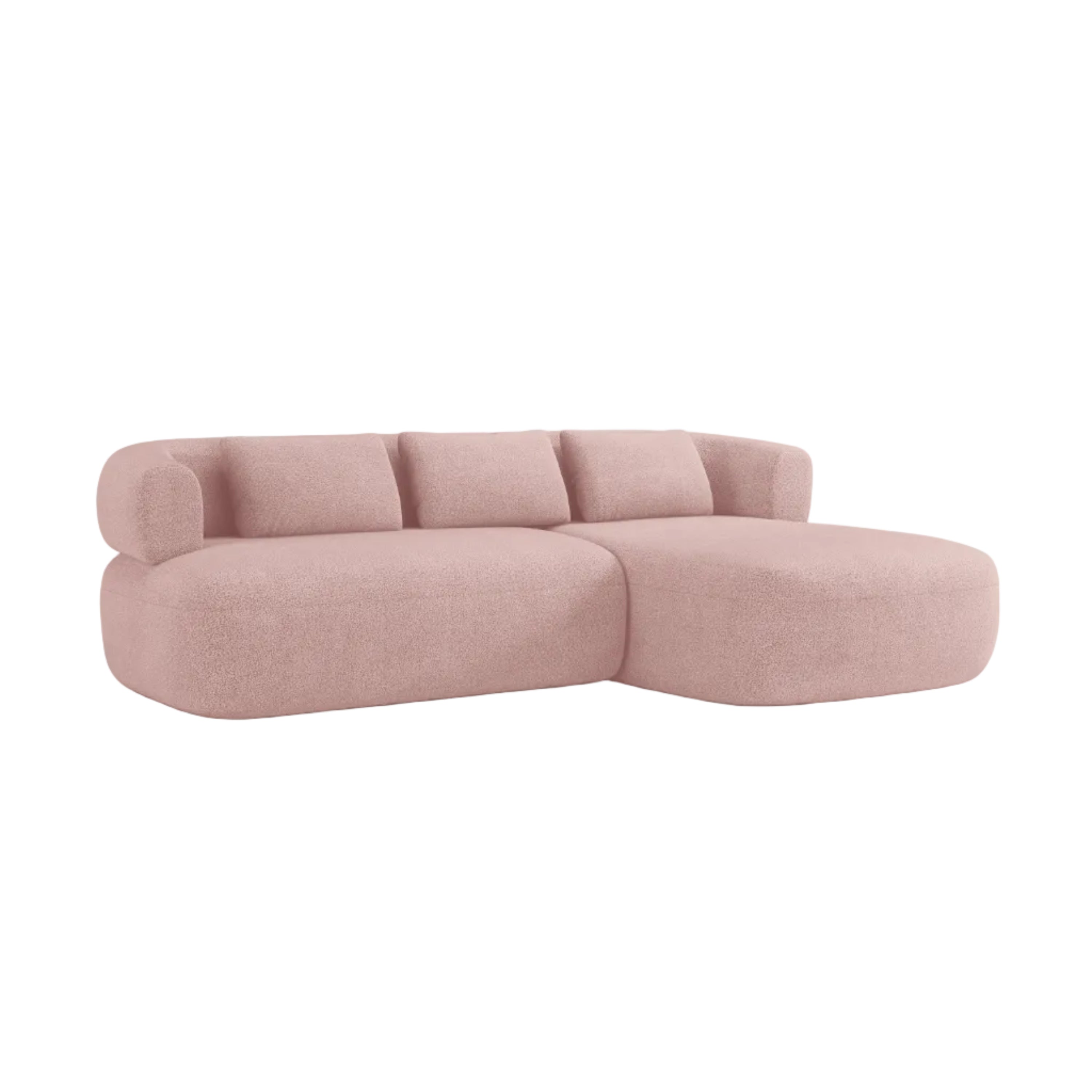 3-sitziger rechter Ecksofa ALDRIN in pudrigem Rosa Boucle