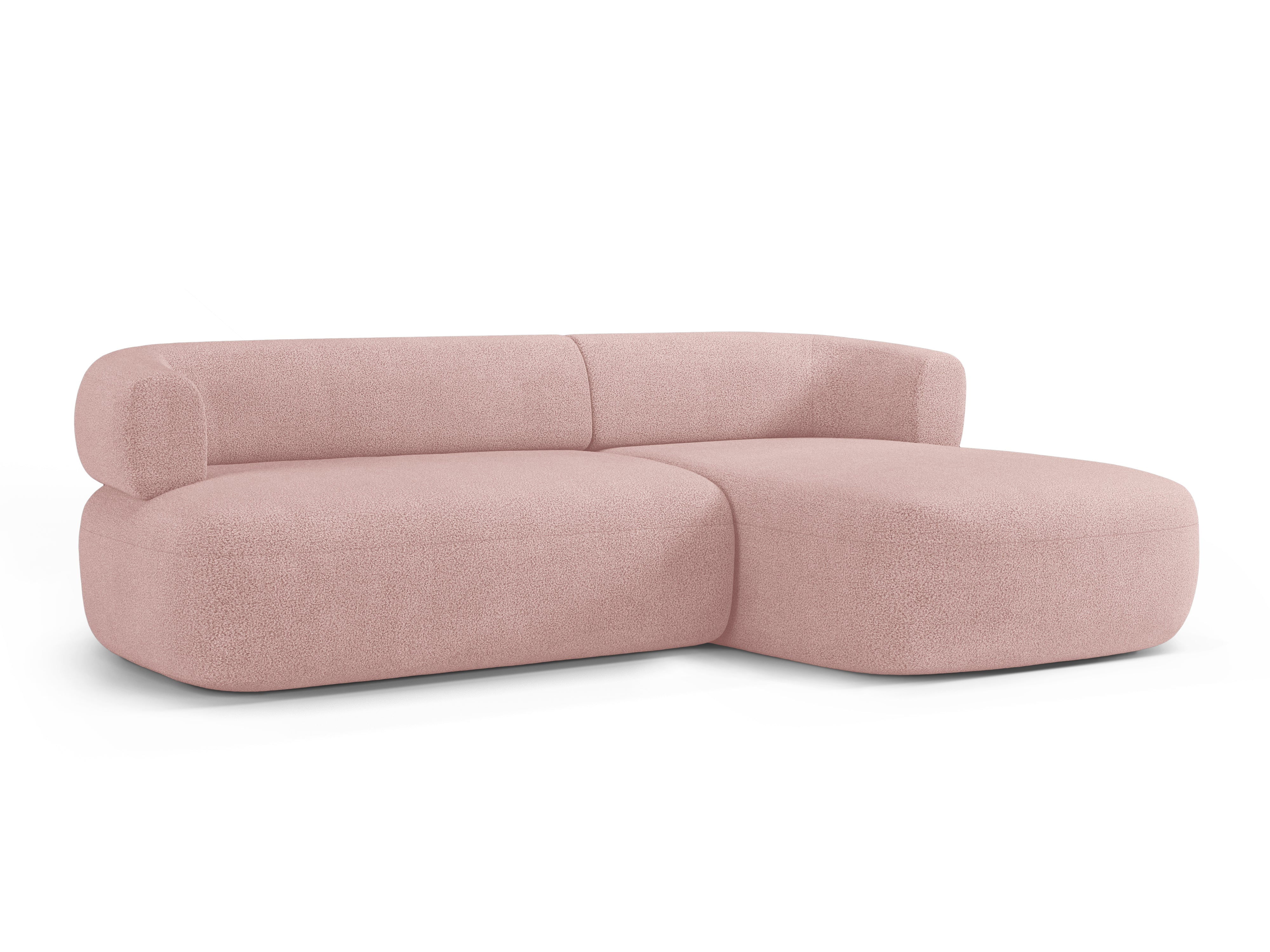 3-sitziger rechter Ecksofa ALDRIN in pudrigem Rosa Boucle