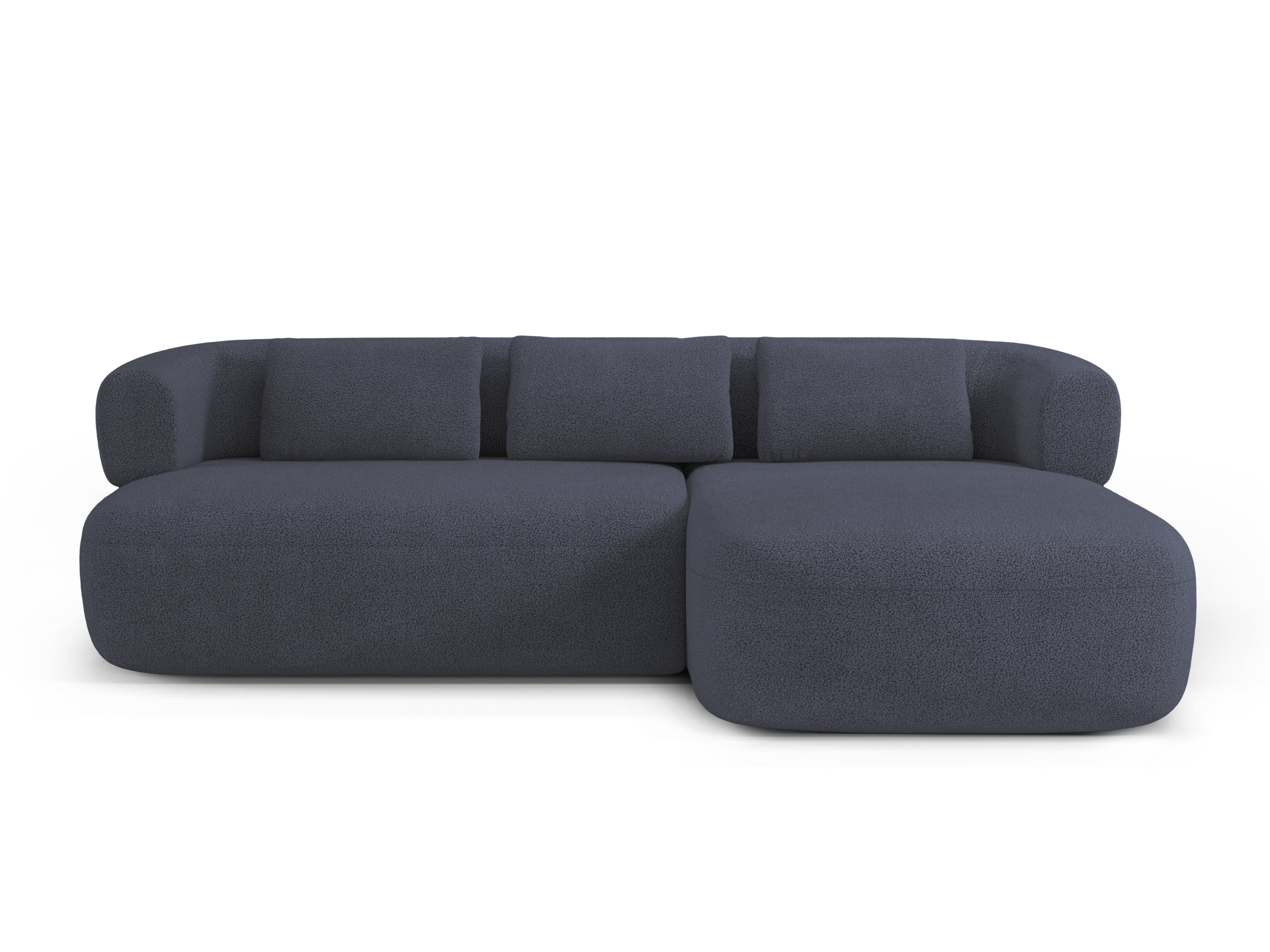 3-sitziger rechter Ecksofa ALDRIN in marineblauem Boucle