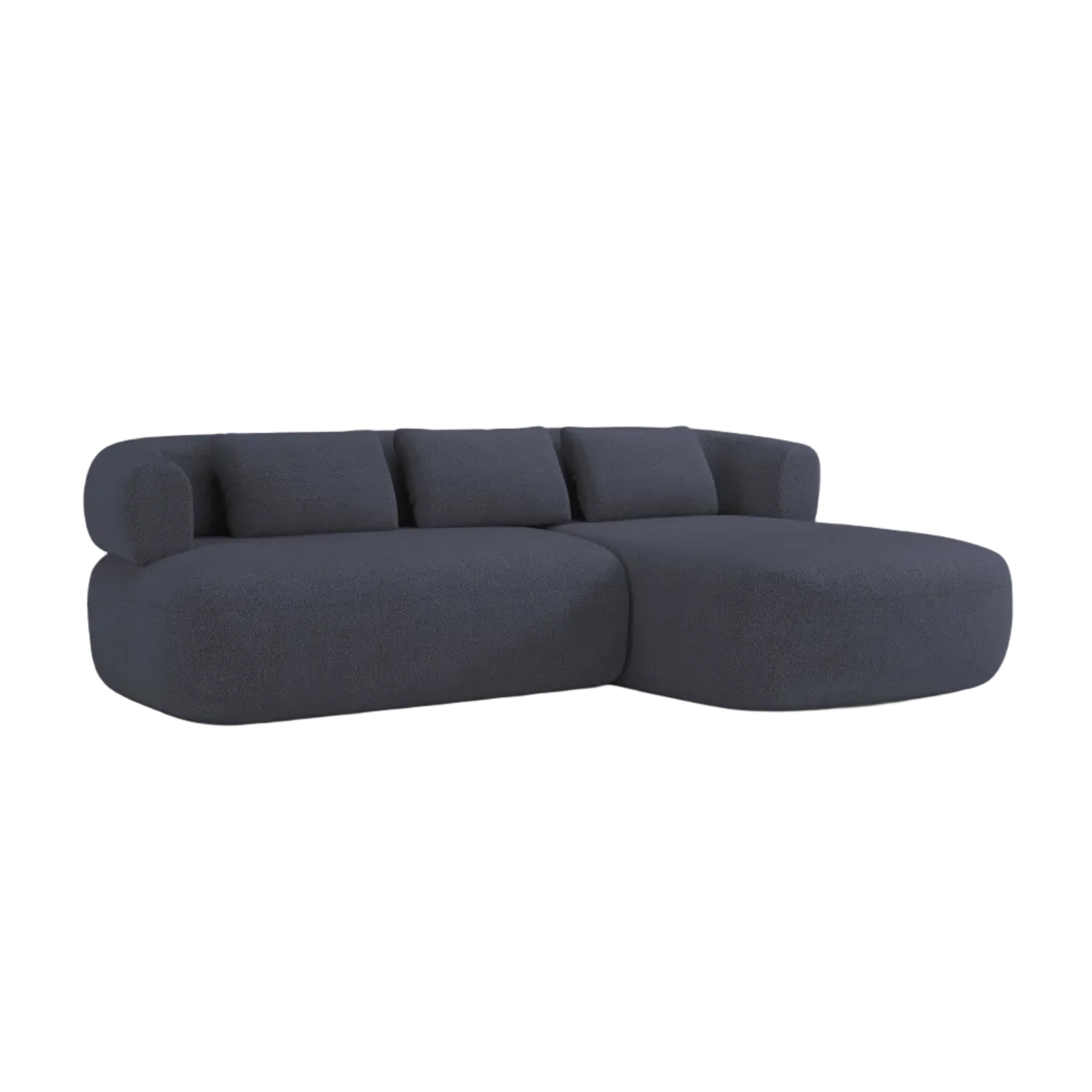 3-sitziger rechter Ecksofa ALDRIN in marineblauem Boucle