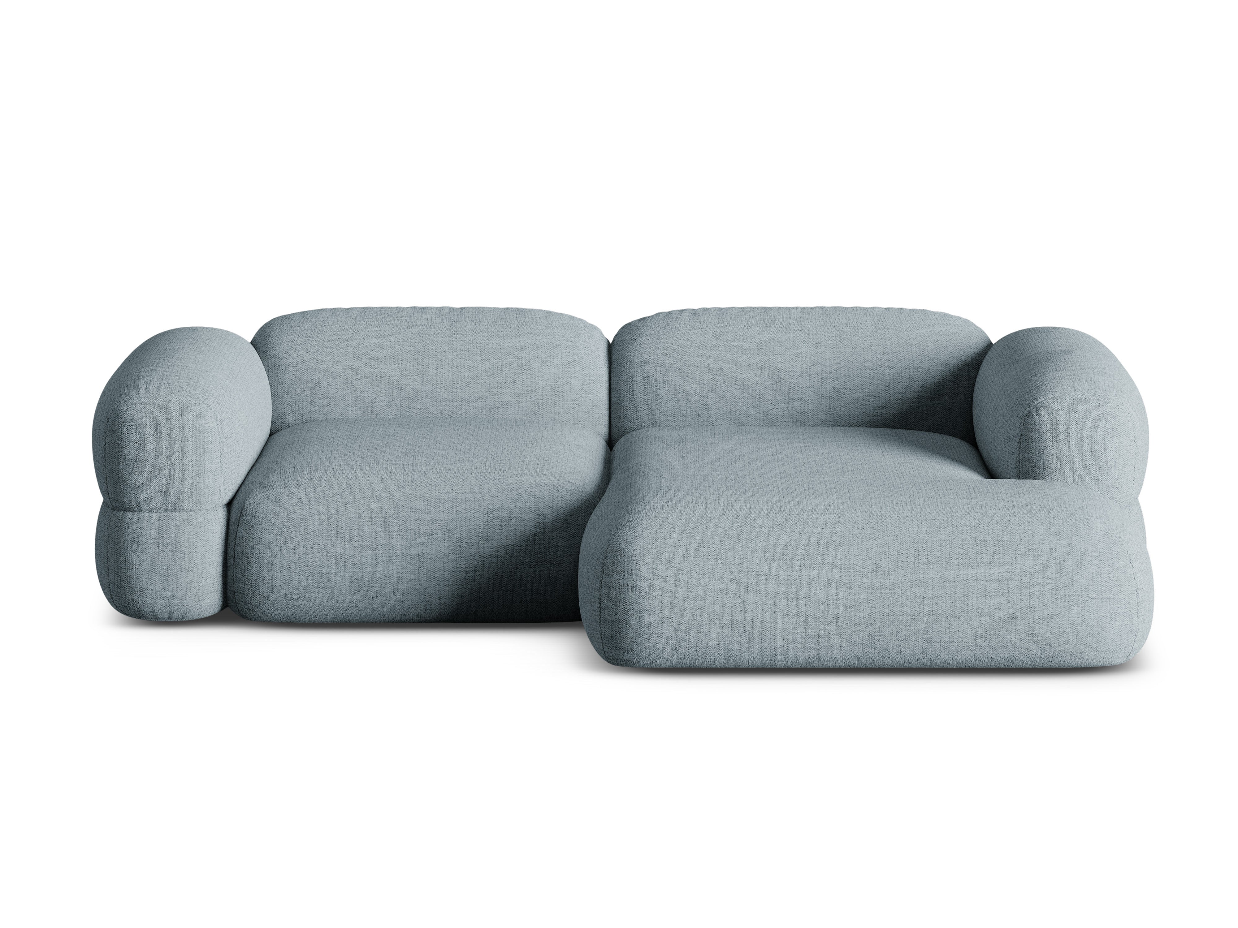 Rechtsseitige Eckcouch ROGER himmelblaues Chenille