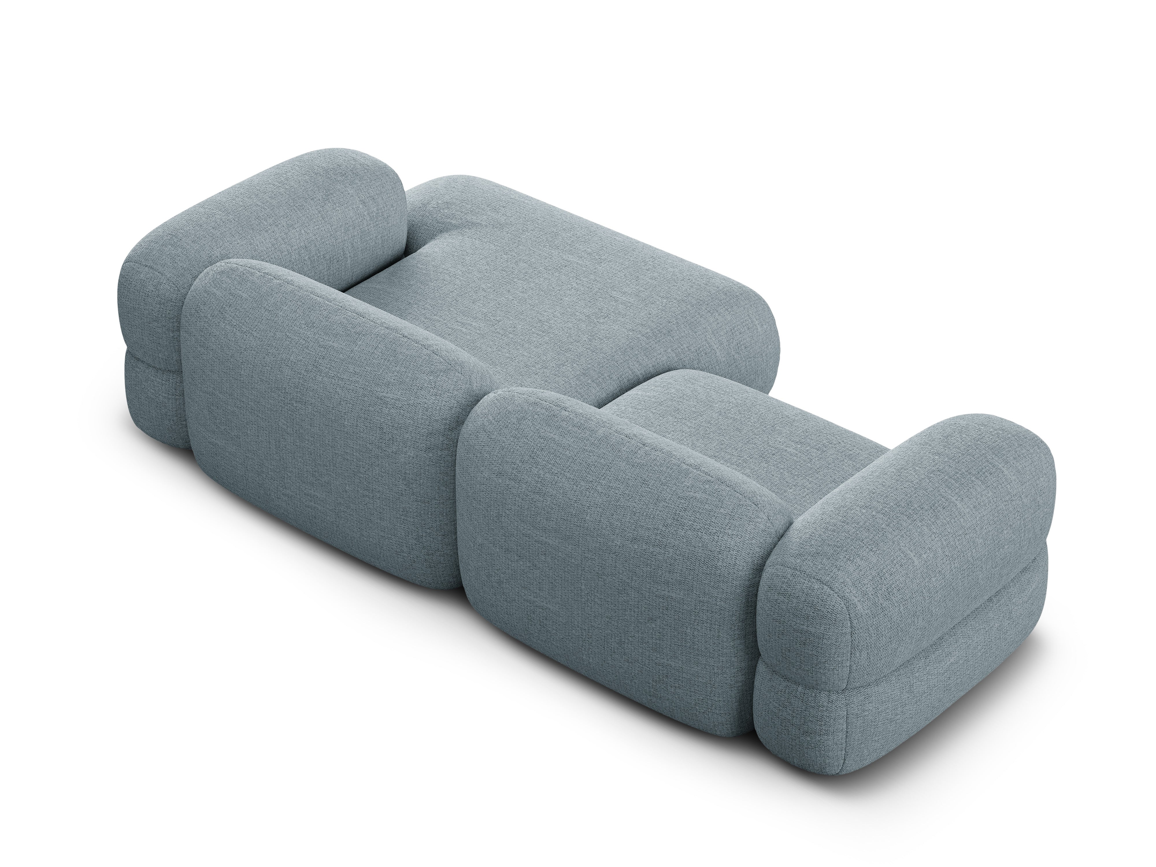 Rechtsseitige Eckcouch ROGER himmelblaues Chenille