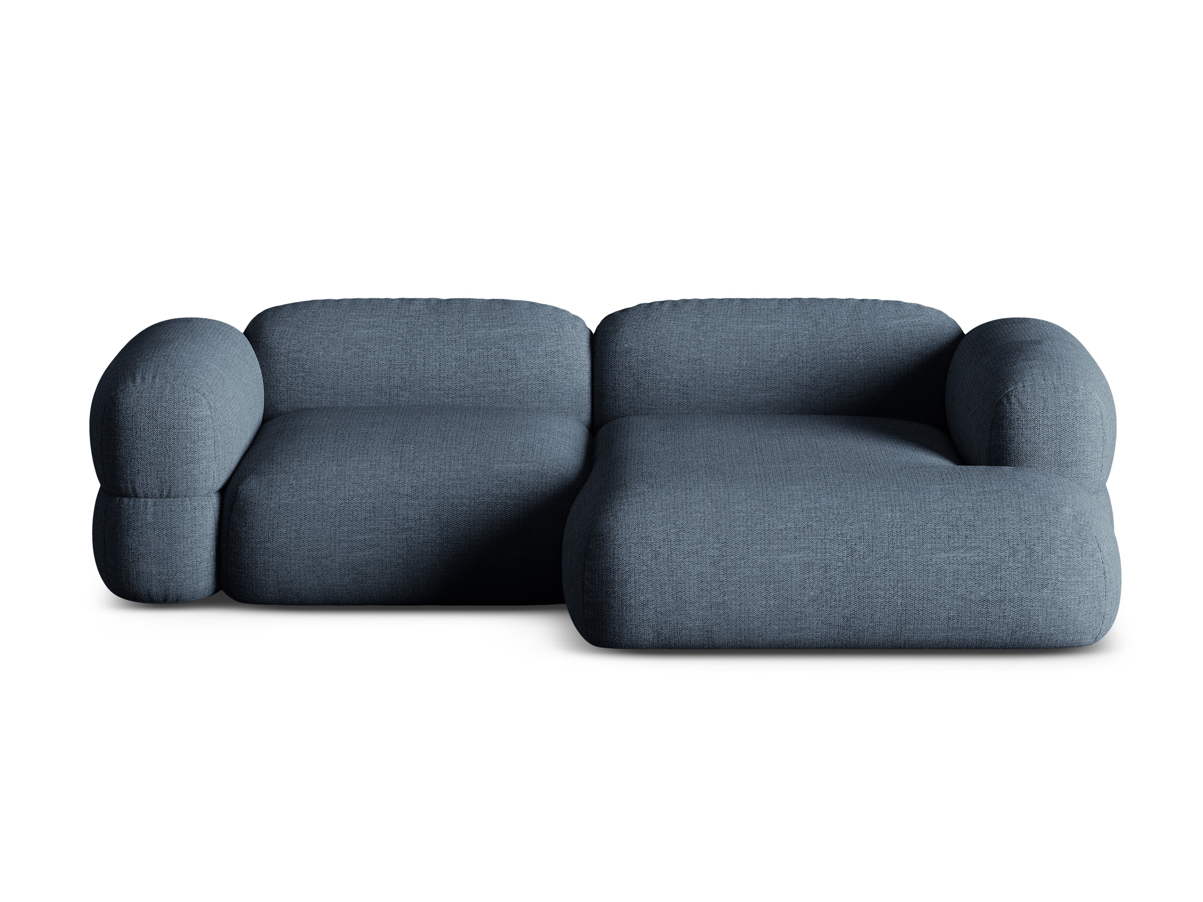Rechtsseitige Eckcouch ROGER dunkelblauer Chenille
