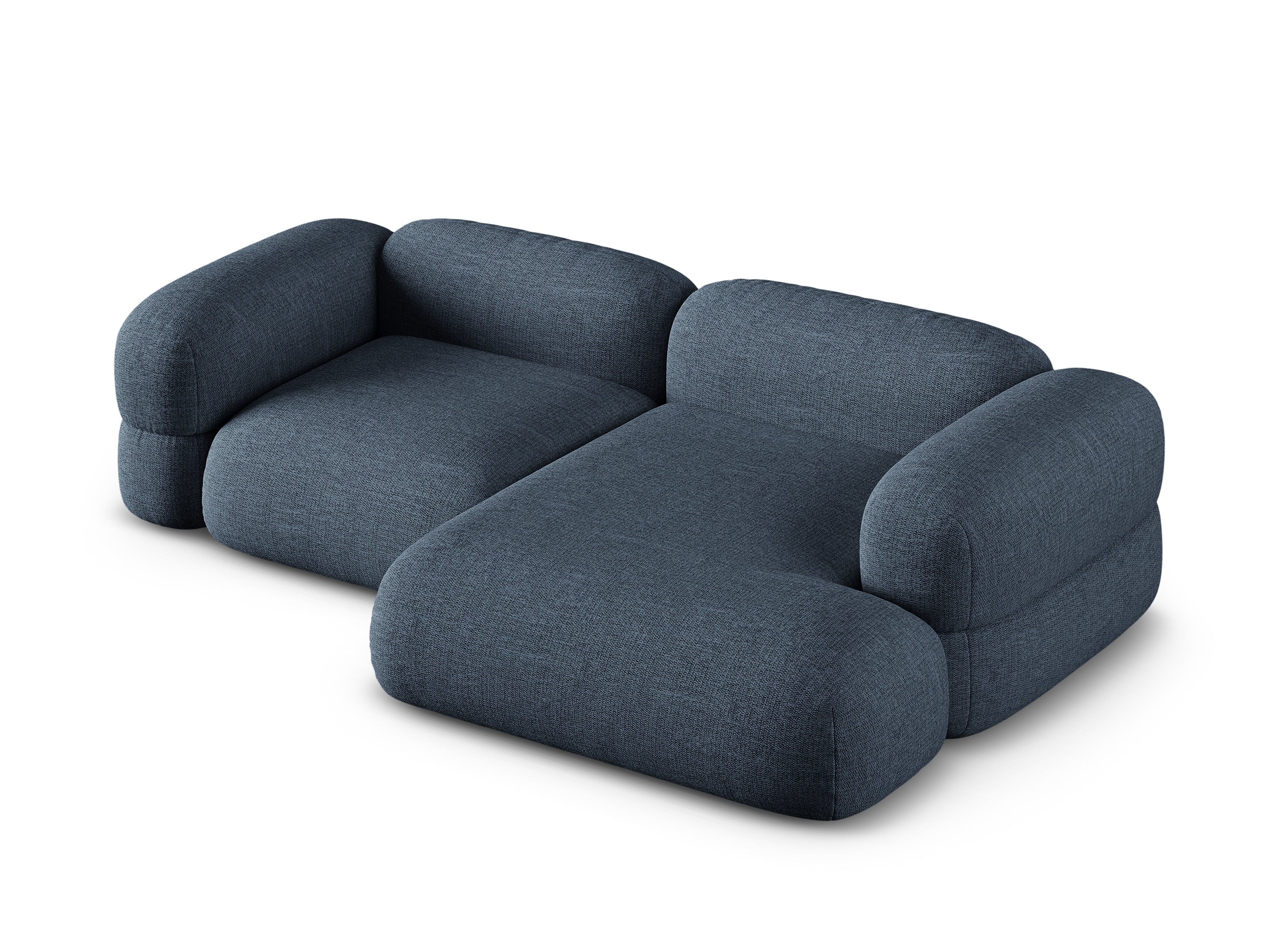 Rechtsseitige Eckcouch ROGER dunkelblauer Chenille