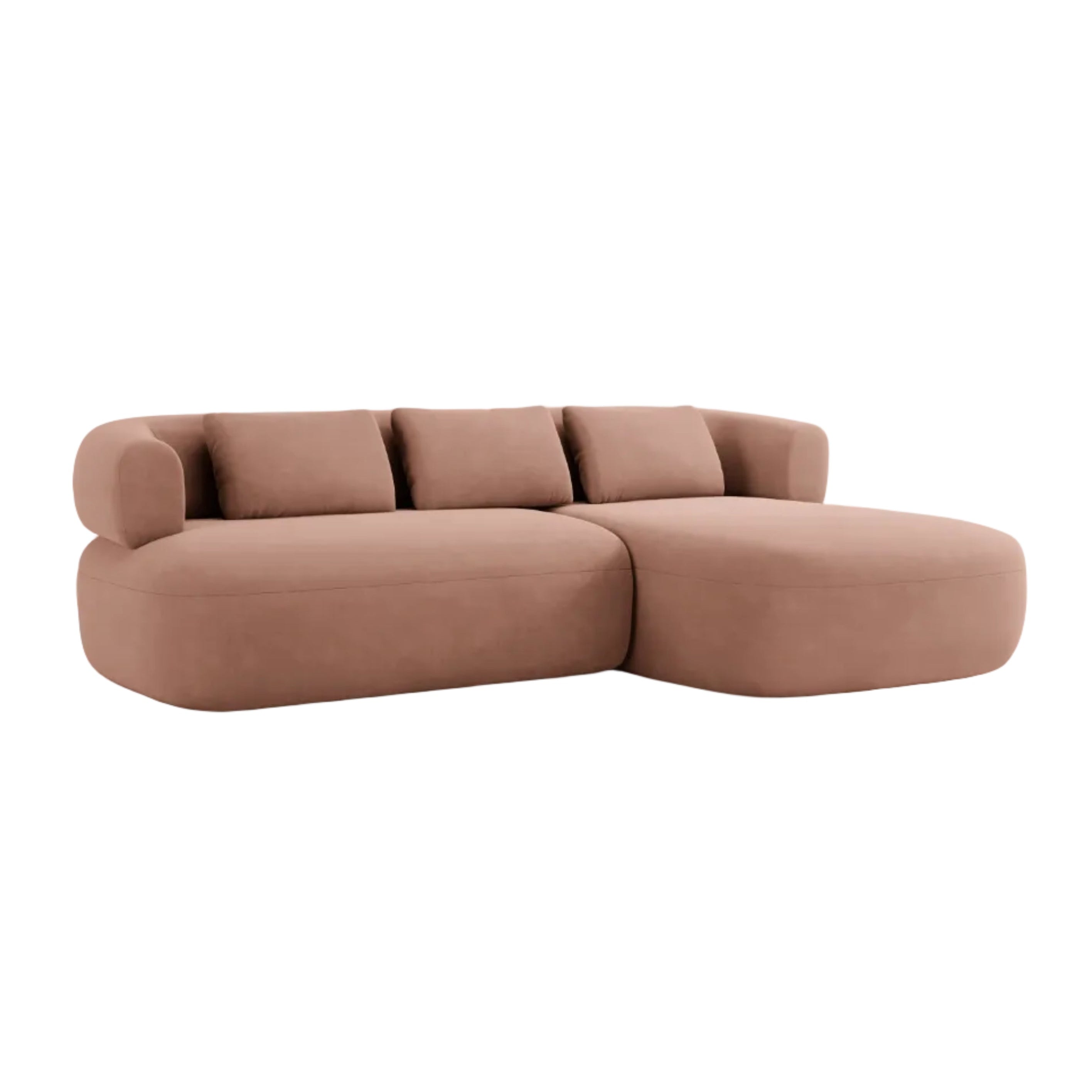 Samt-Ecksofa für 3 Personen, rechtsseitig, ALDRIN in Rosa