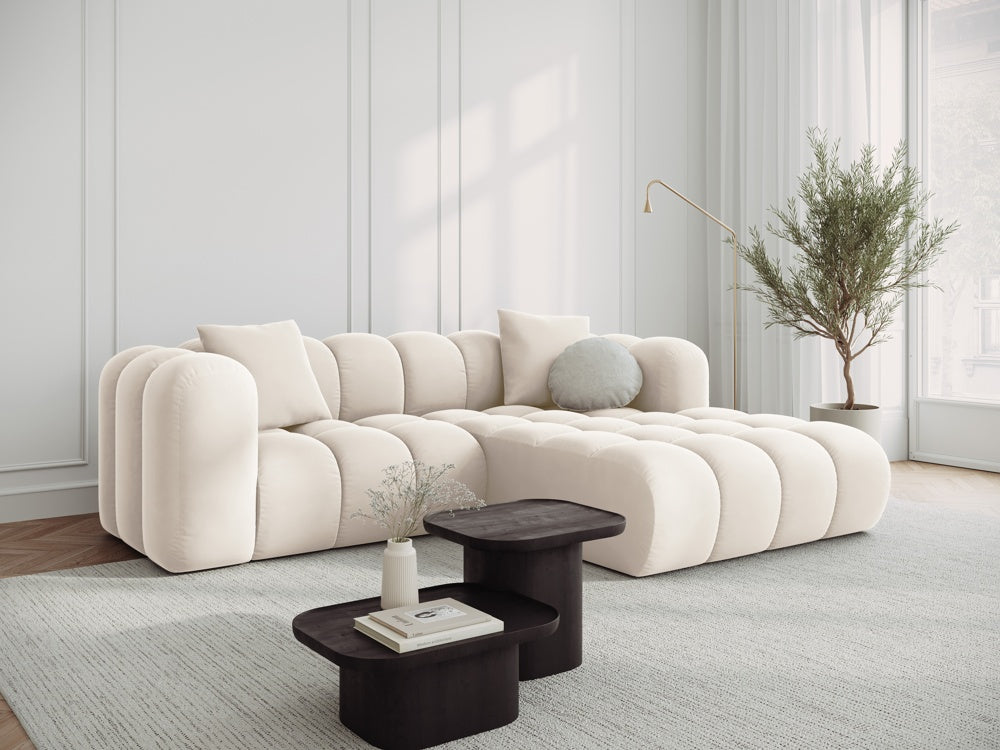 Samt-Ecke 3-Personen rechtsseitig leichte Beige Halley