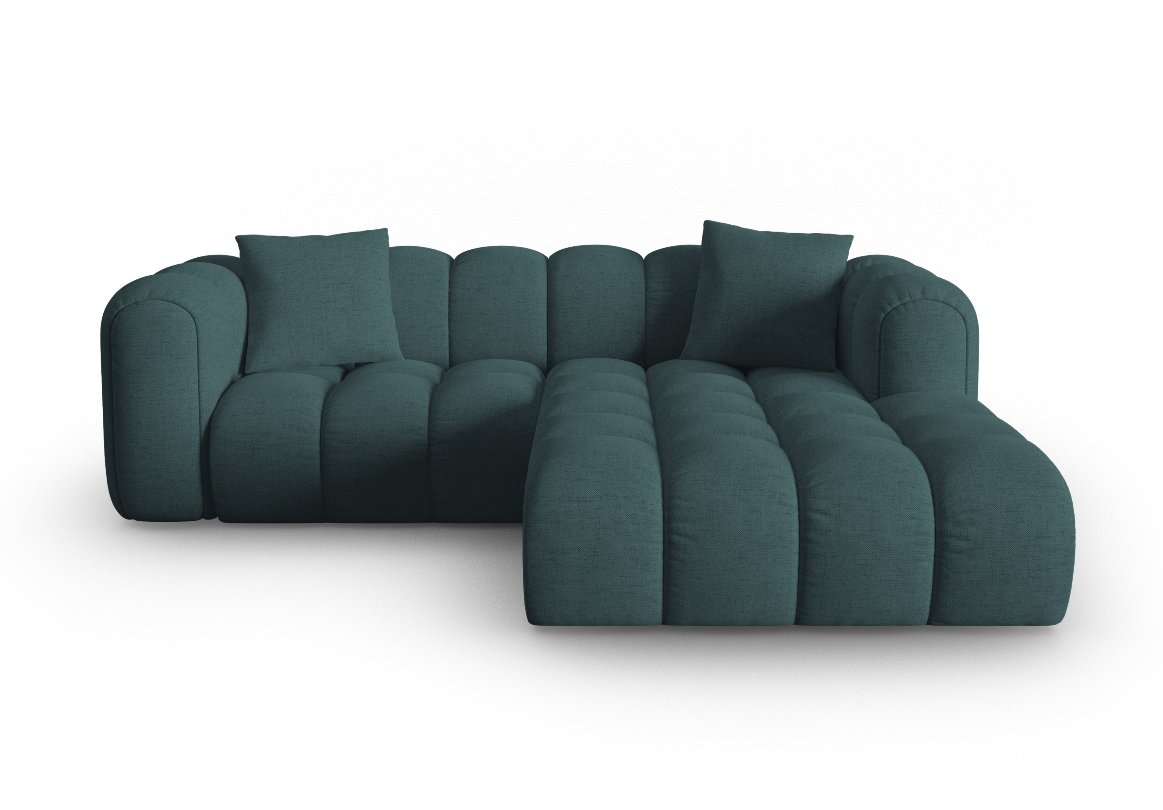 3-sitziges Ecksofa rechts ASTRO türkisfarbener Chenille
