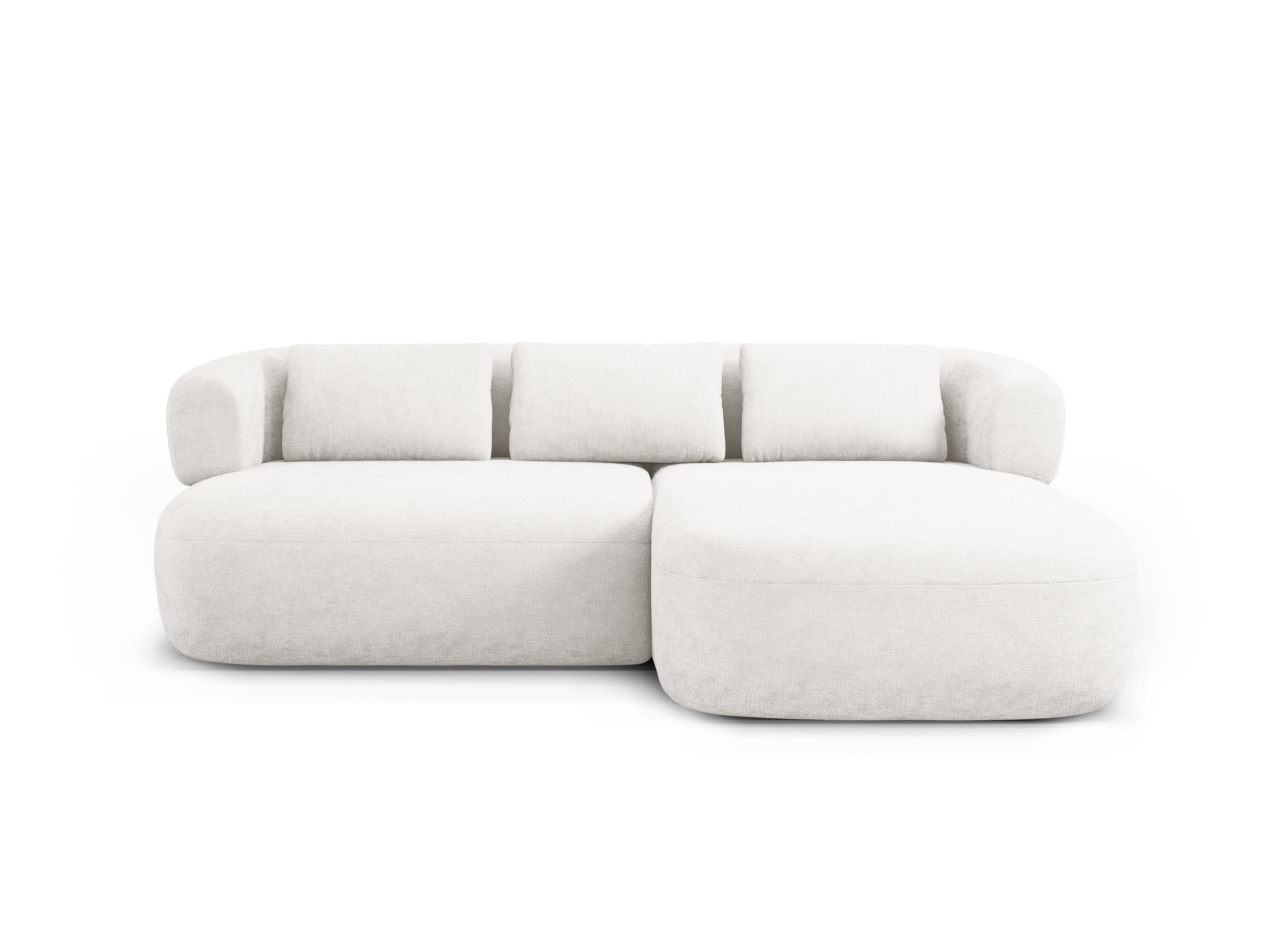 Zweisitzer-Ecksofa rechts ALDRIN in hellbeigem Chenille