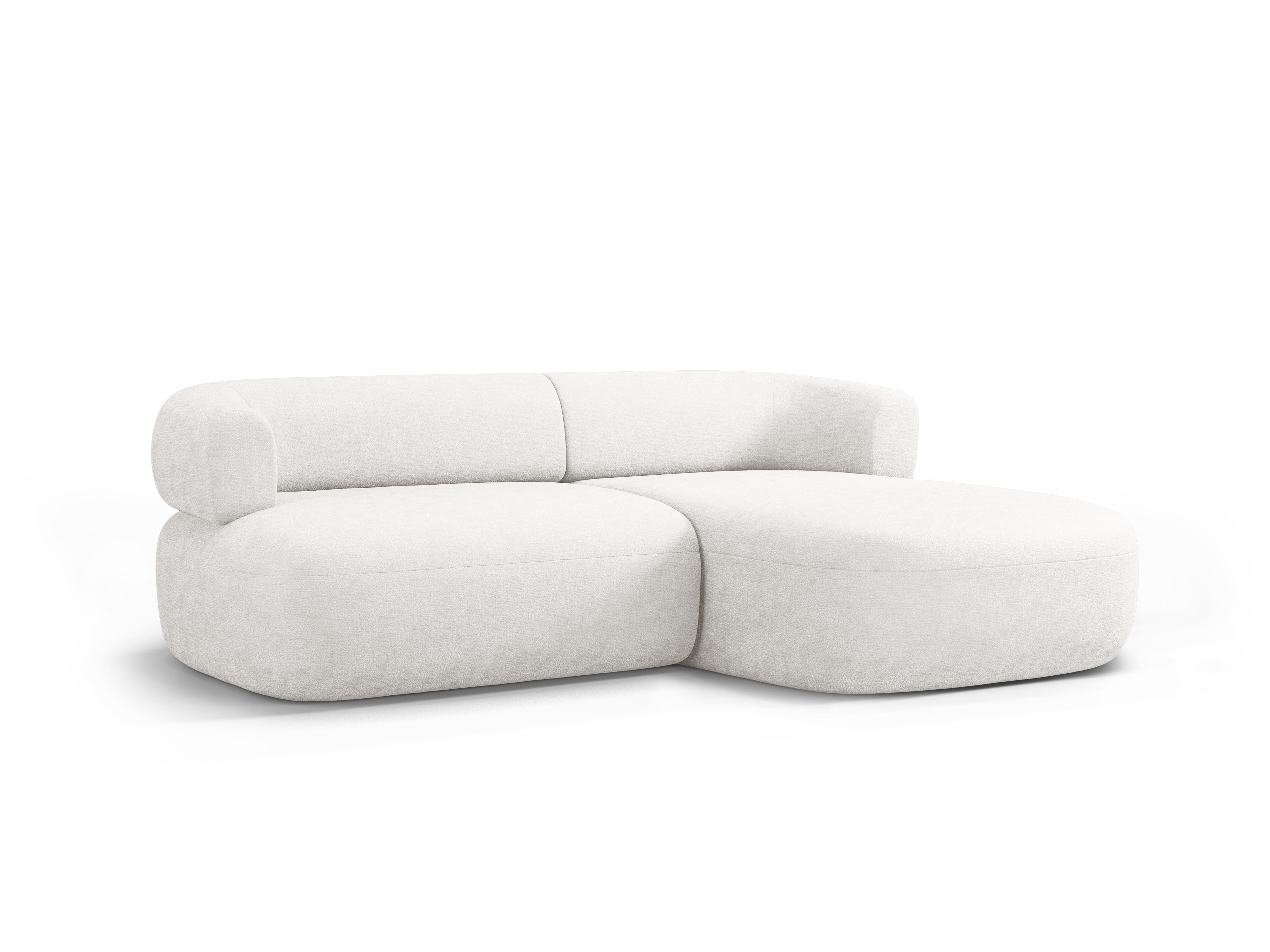 Zweisitzer-Ecksofa rechts ALDRIN in hellbeigem Chenille