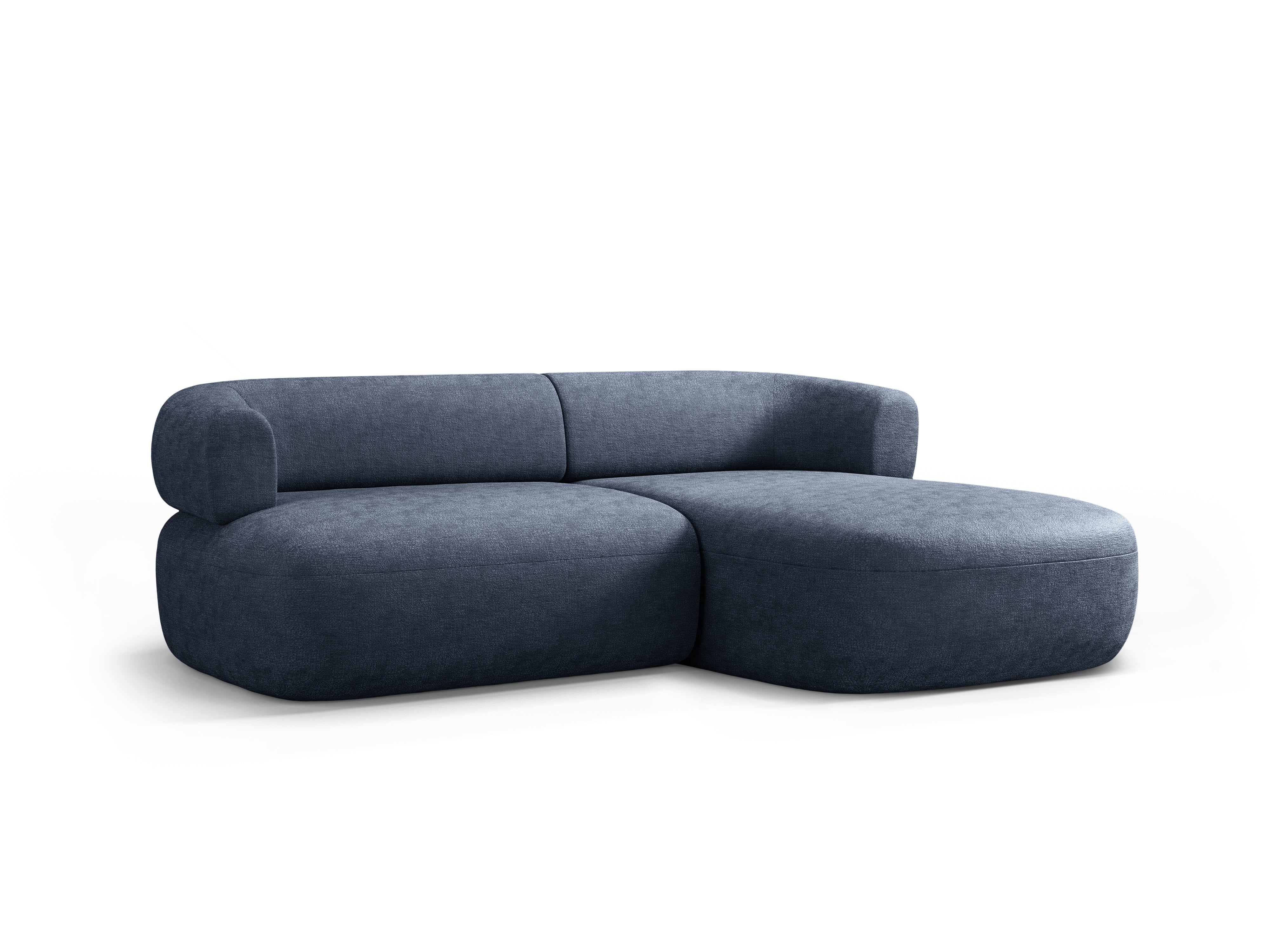 Zweisitzer-Ecksofa rechts ALDRIN in marineblauem Chenille