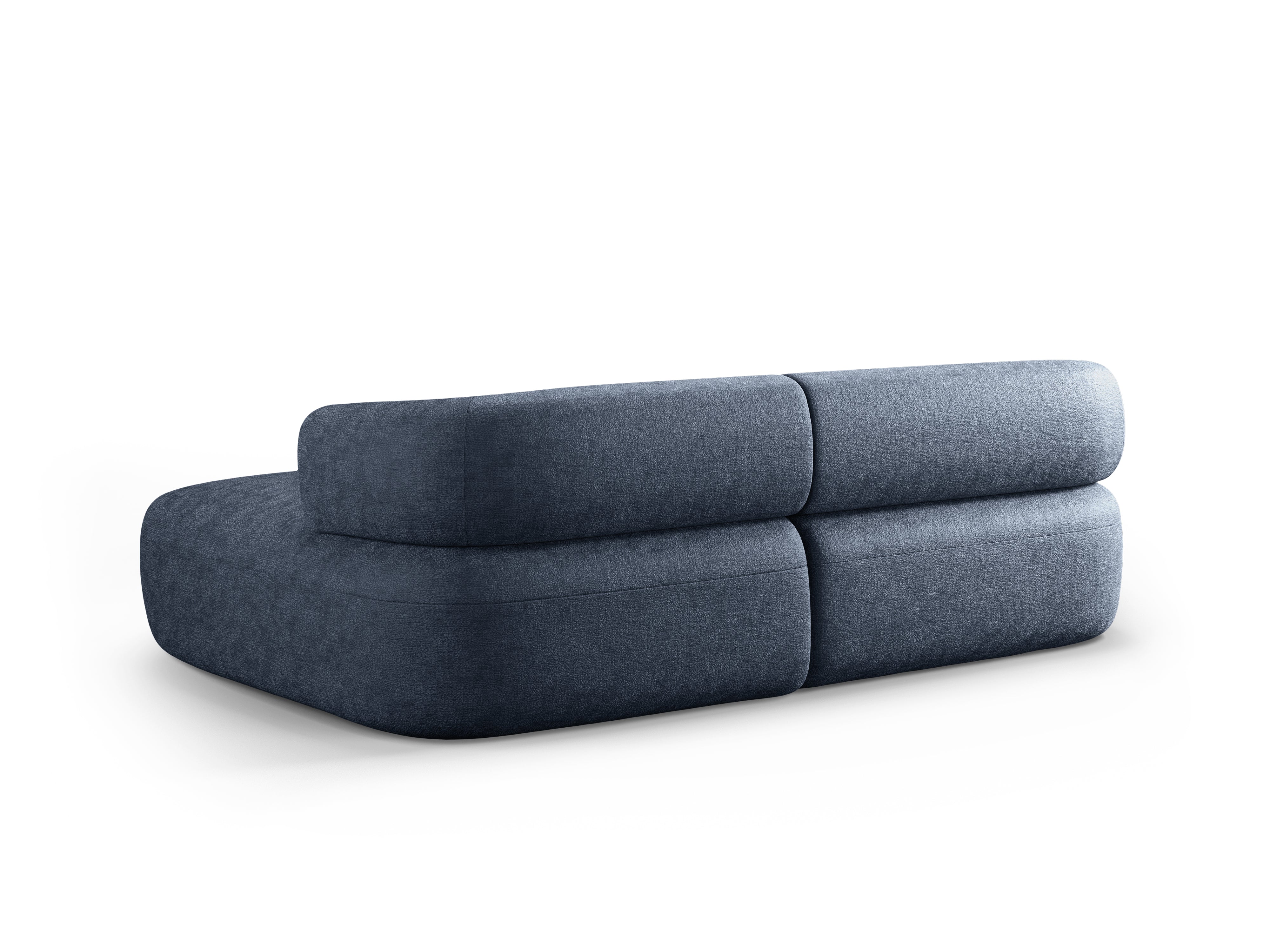 Zweisitzer-Ecksofa rechts ALDRIN in marineblauem Chenille