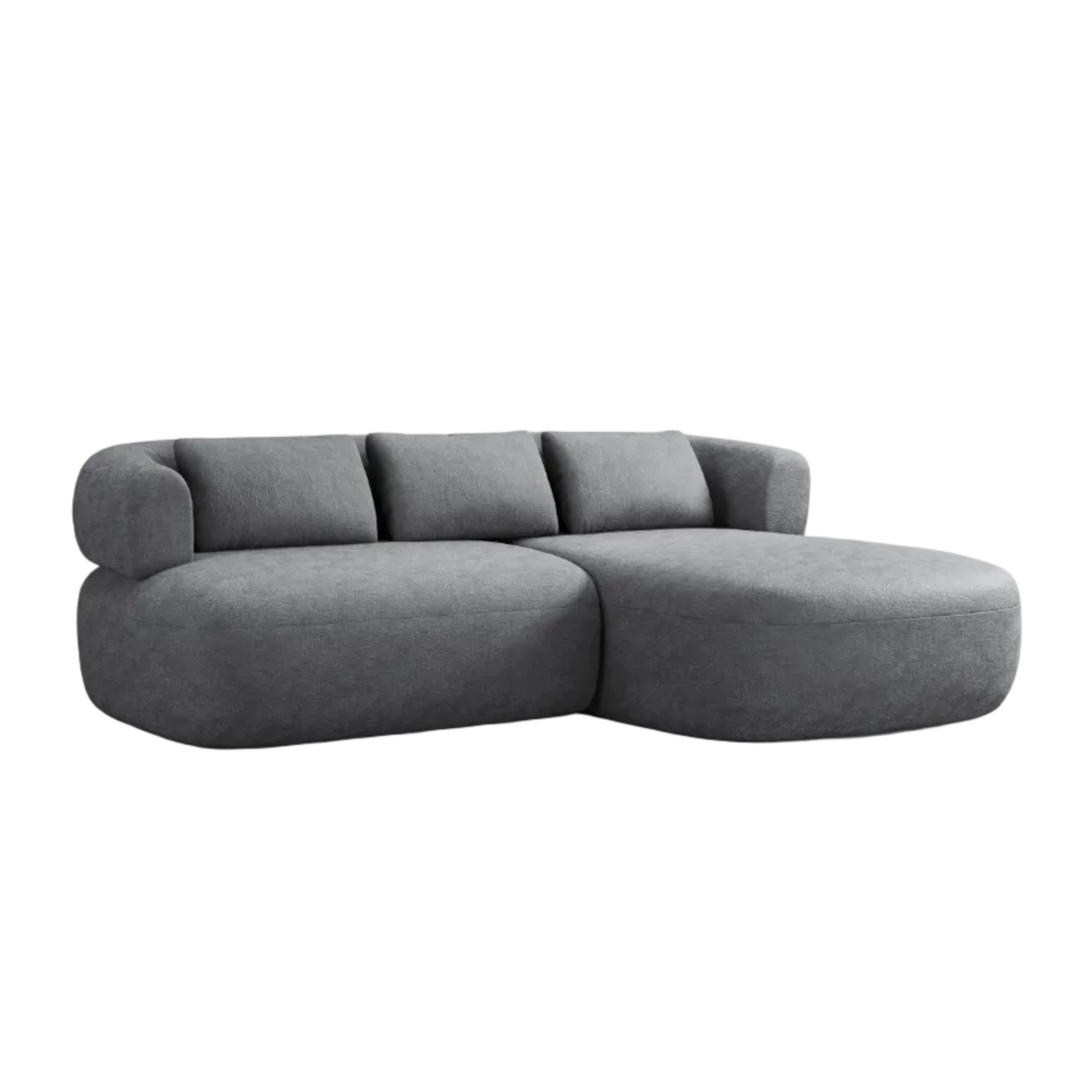 Zweisitzer-Ecksofa rechts ALDRIN in dunkelgrauem Chenille