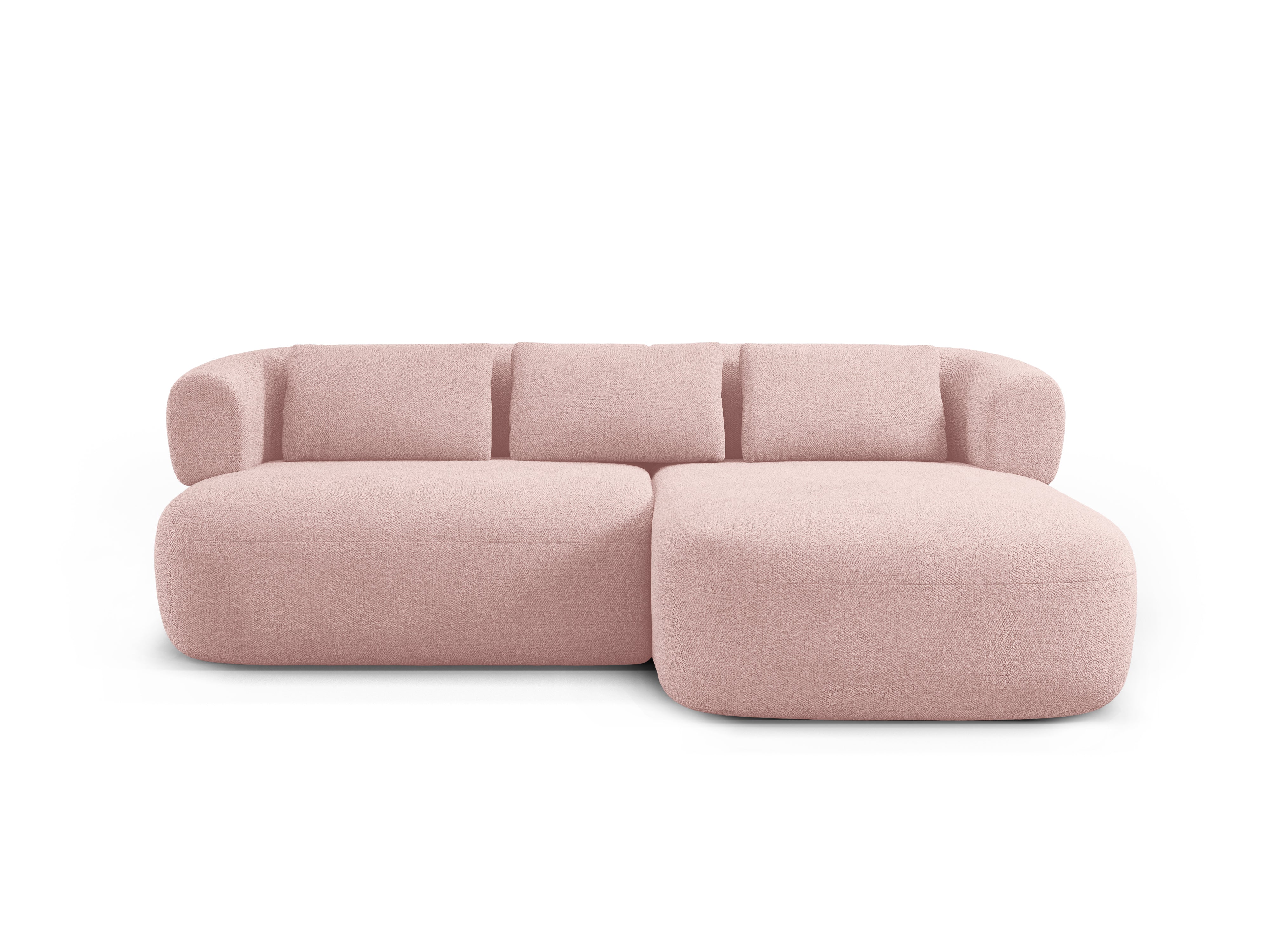 Zweisitzer-Ecksofa rechts ALDRIN in pudrigem Rosa Boucle