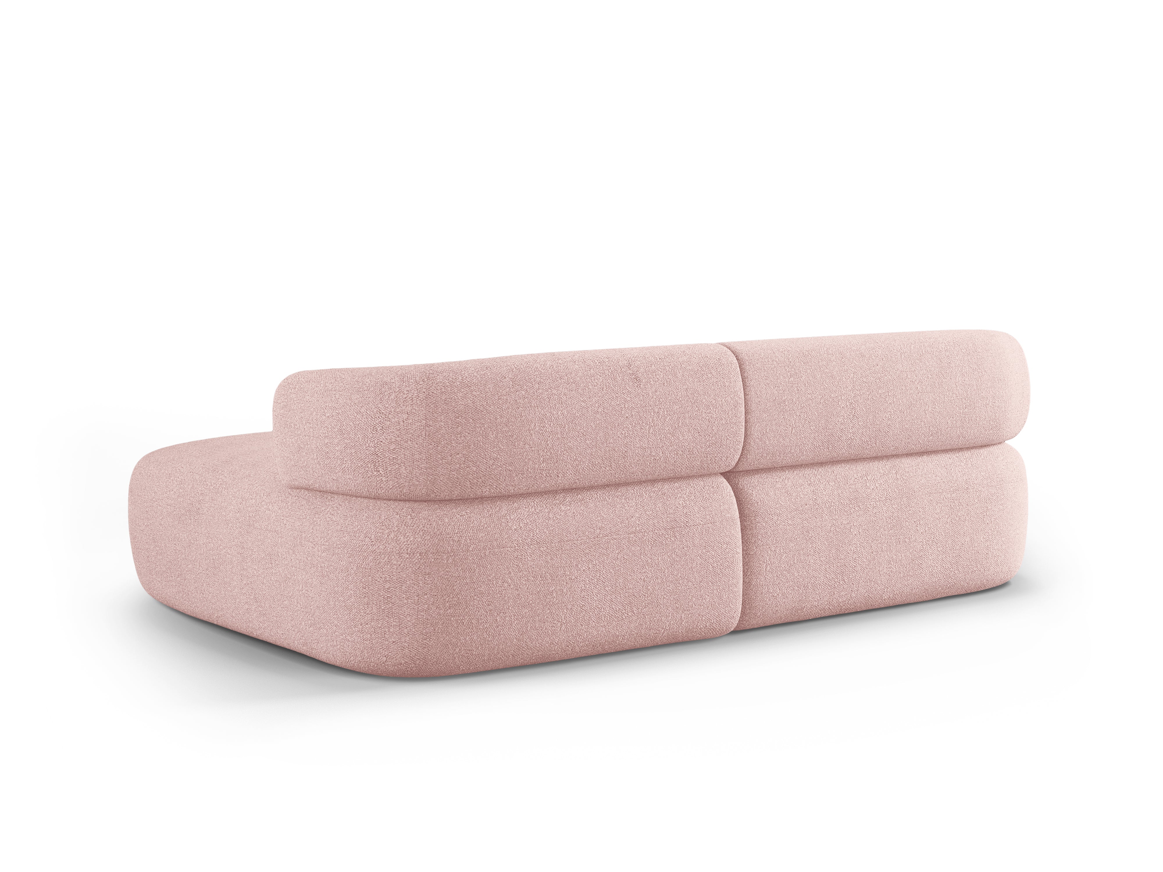 Zweisitzer-Ecksofa rechts ALDRIN in pudrigem Rosa Boucle