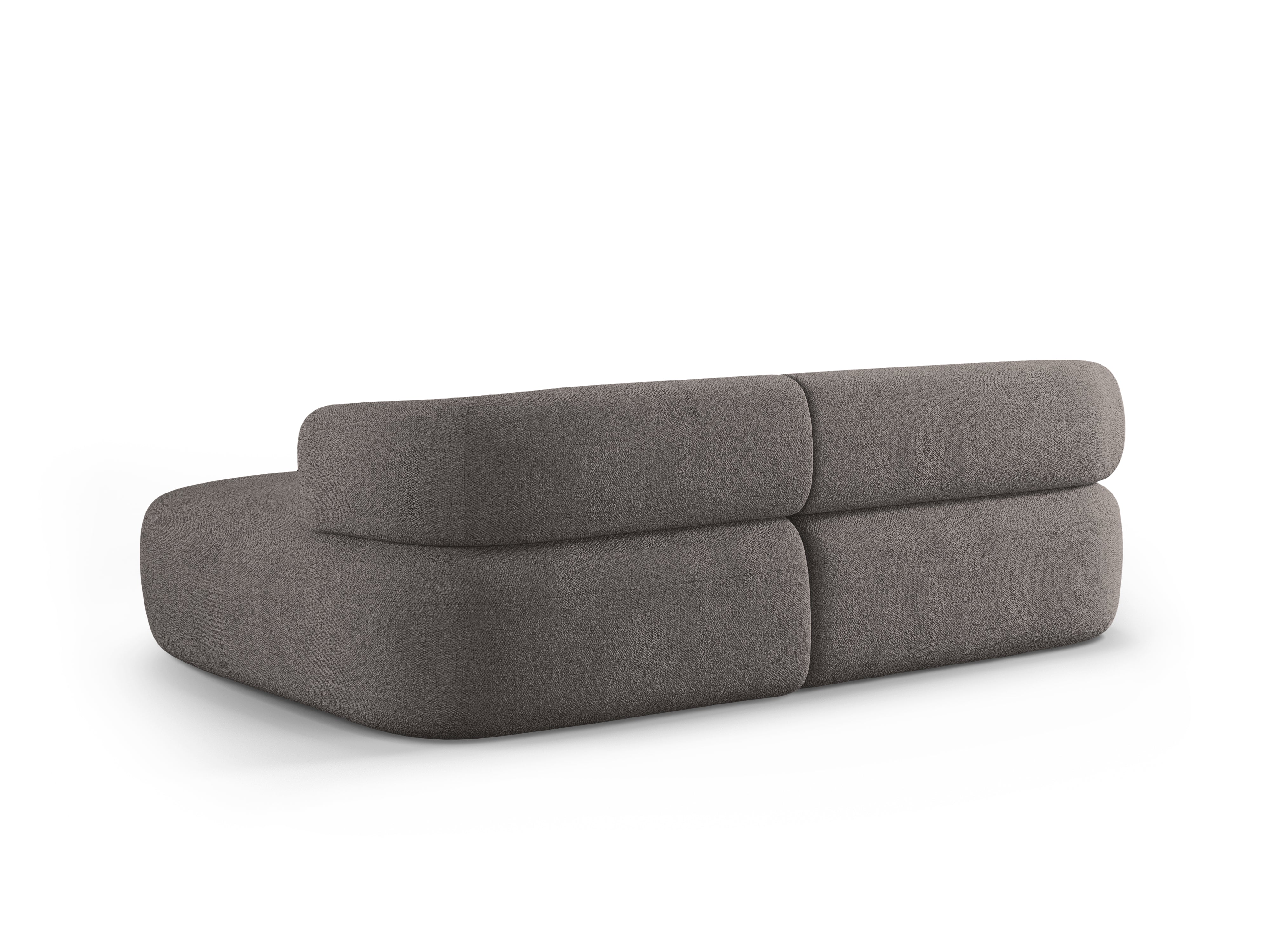 Zweisitzer-Ecksofa ALDRIN rechtsseitig in grauem Boucle.