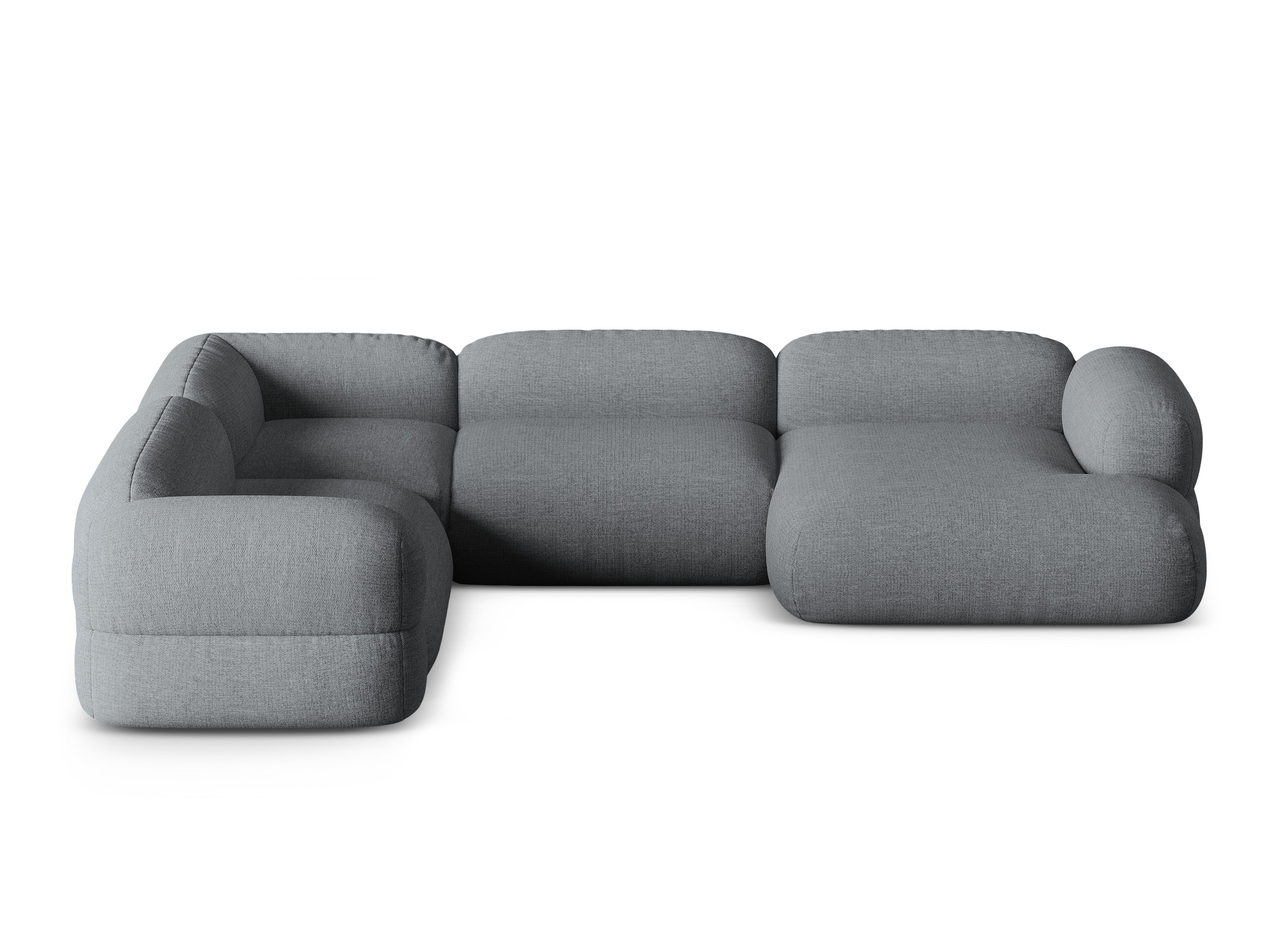 Left-facing U-shaped sofa ROGER gray chenille