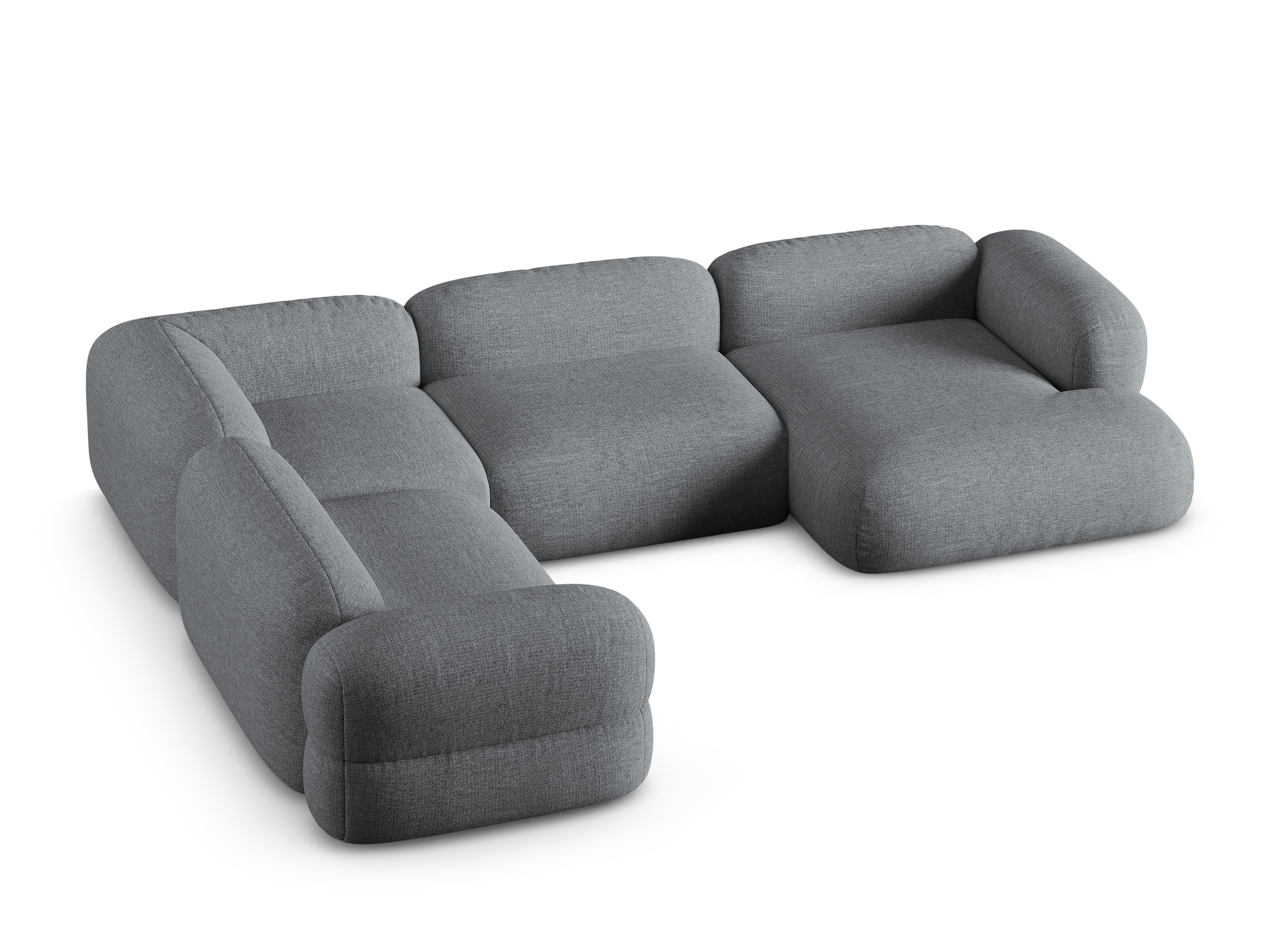 Left-facing U-shaped sofa ROGER gray chenille