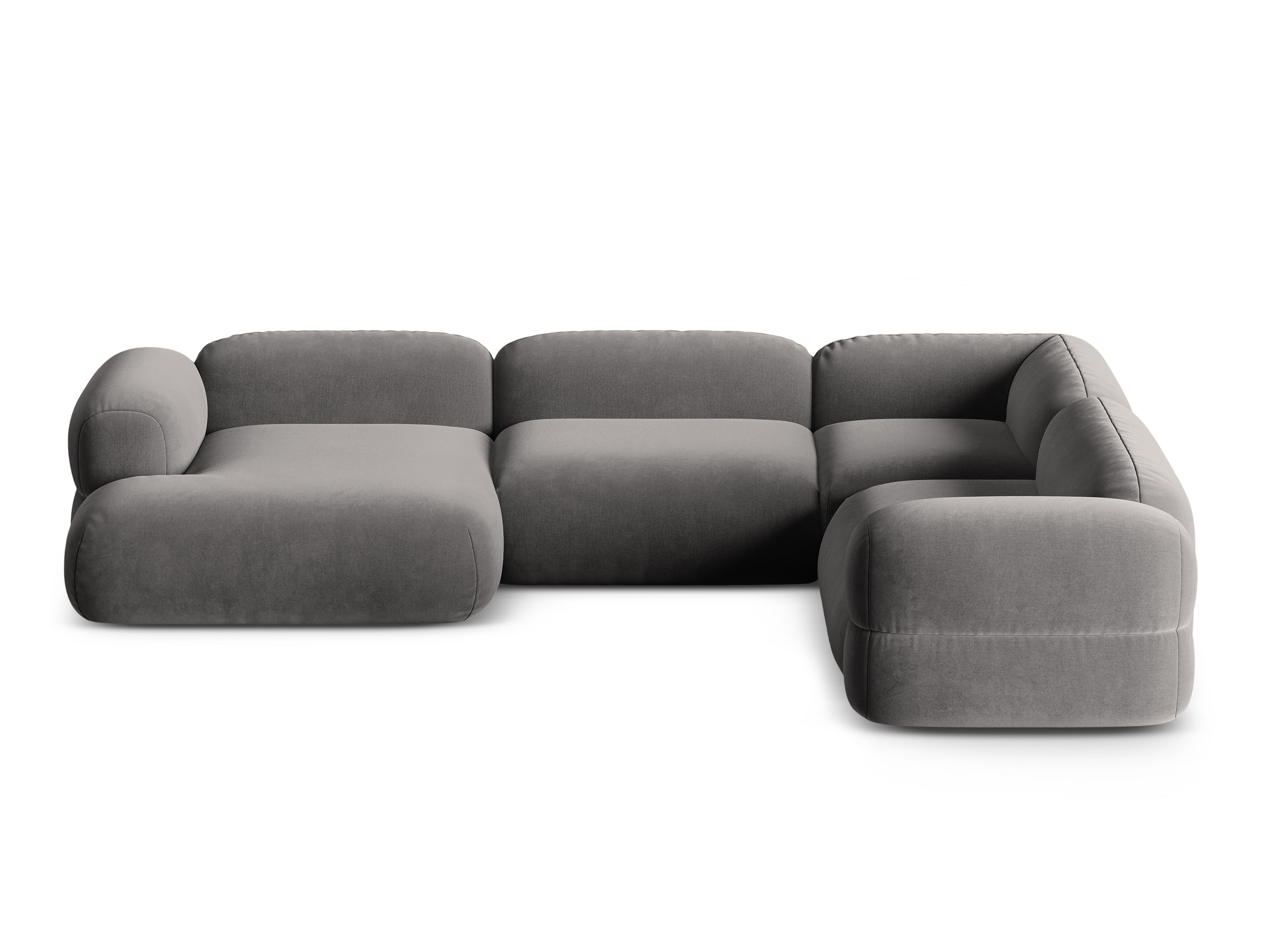 Right-facing U-shaped velvet corner sofa ROGER gray