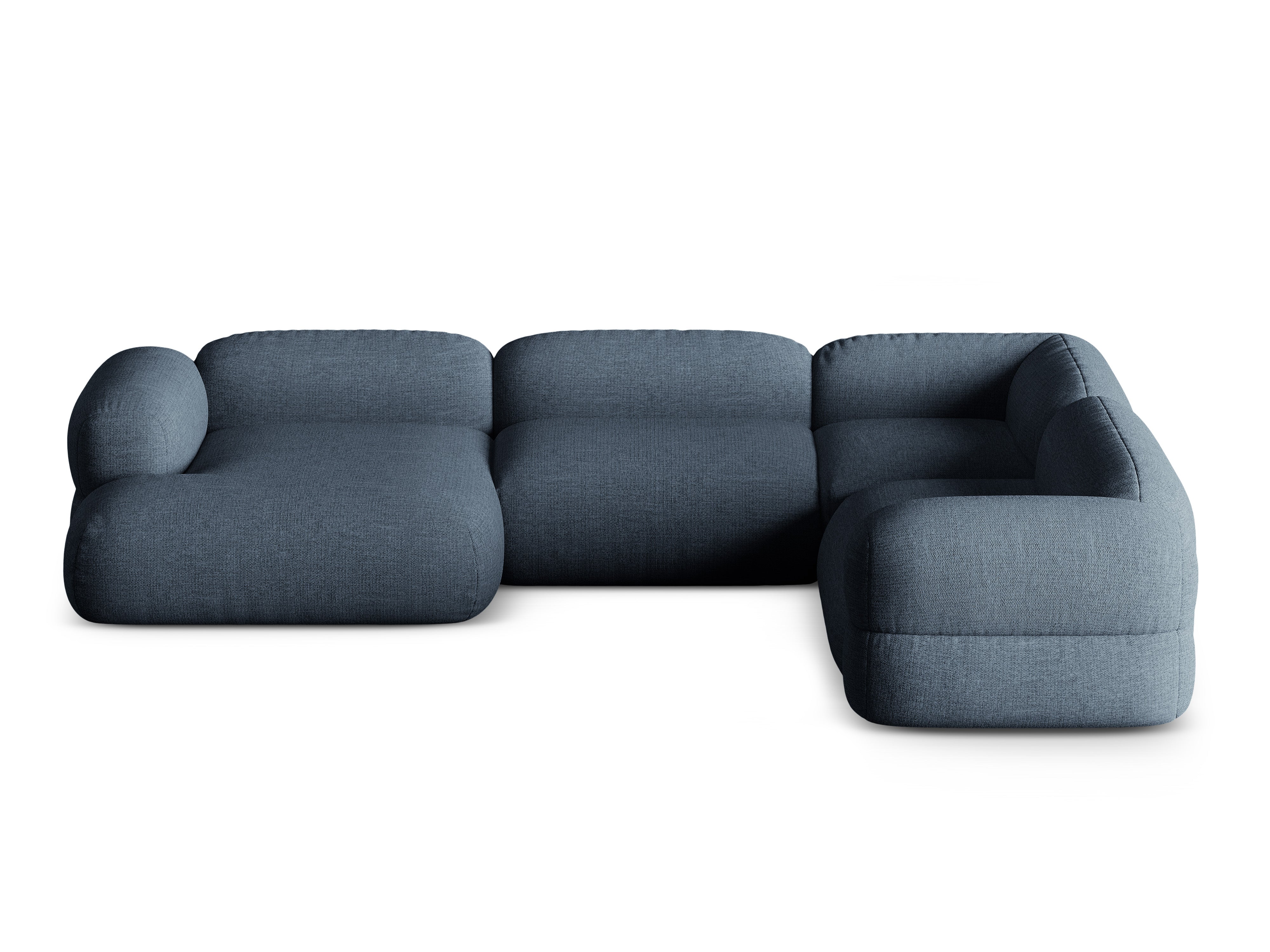 Right-facing U-shaped corner sofa ROGER dark blue chenille