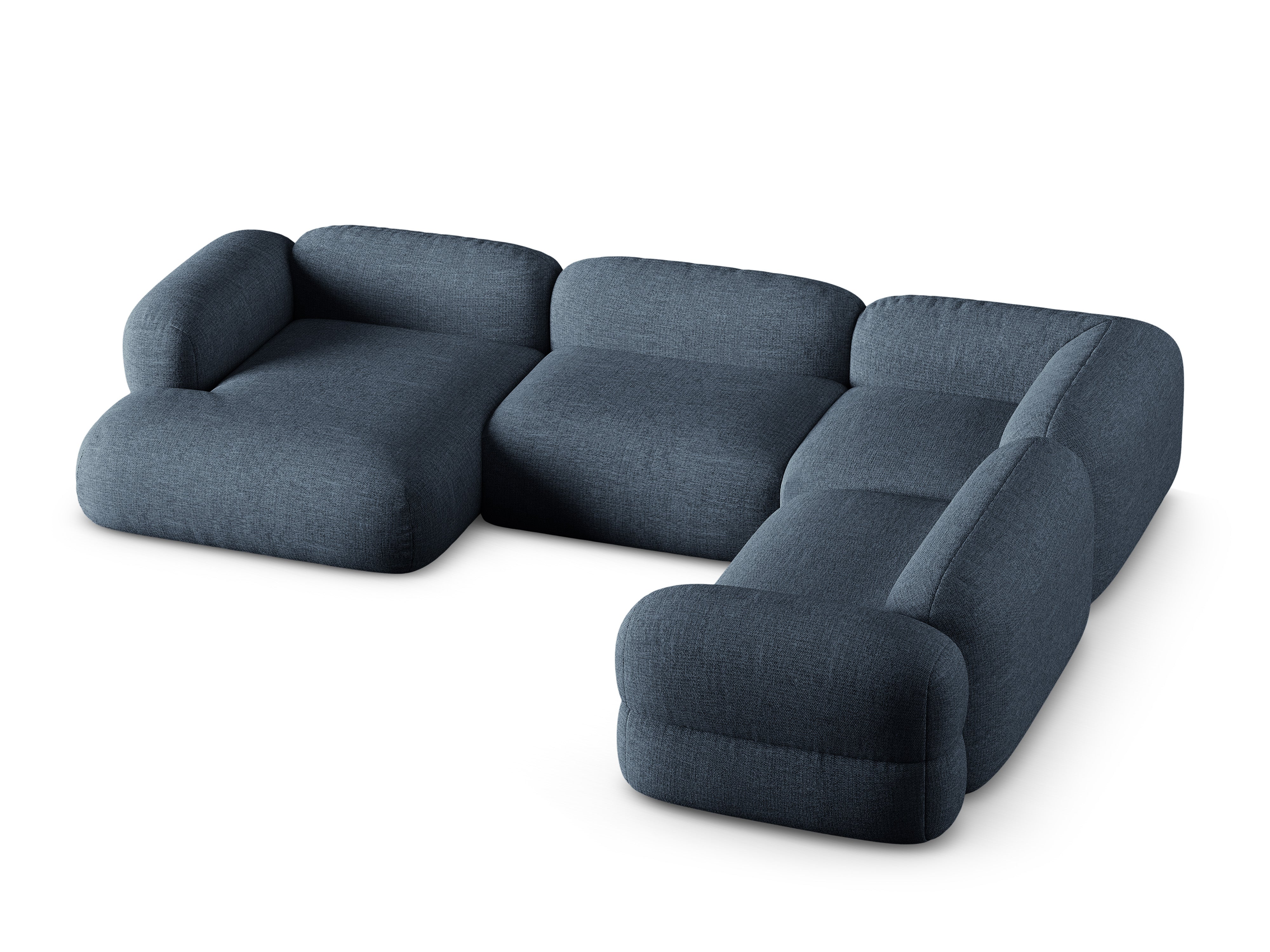 Right-facing U-shaped corner sofa ROGER dark blue chenille