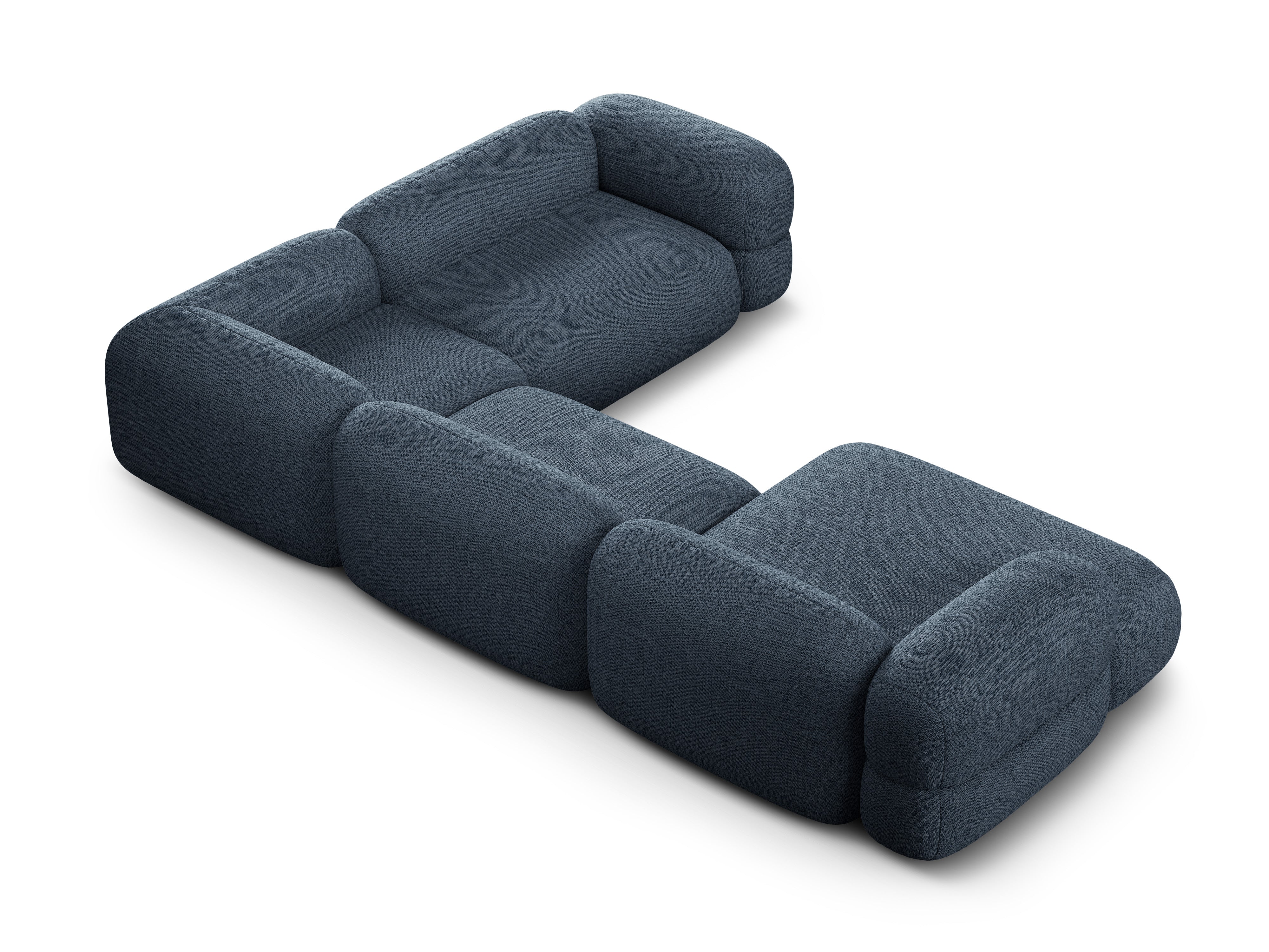 Right-facing U-shaped corner sofa ROGER dark blue chenille