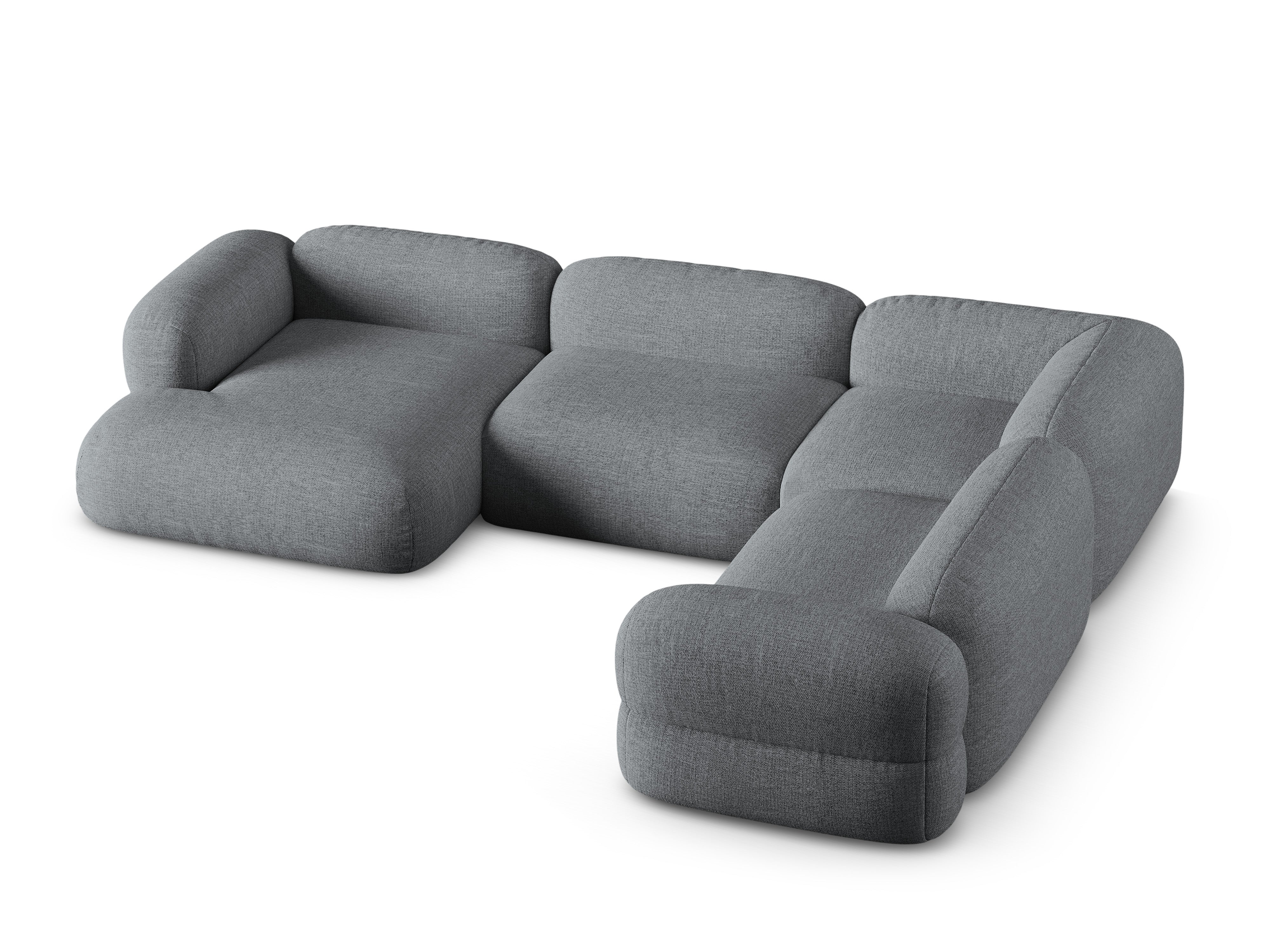 Right-facing U-shaped Corner Sofa ROGER gray chenille