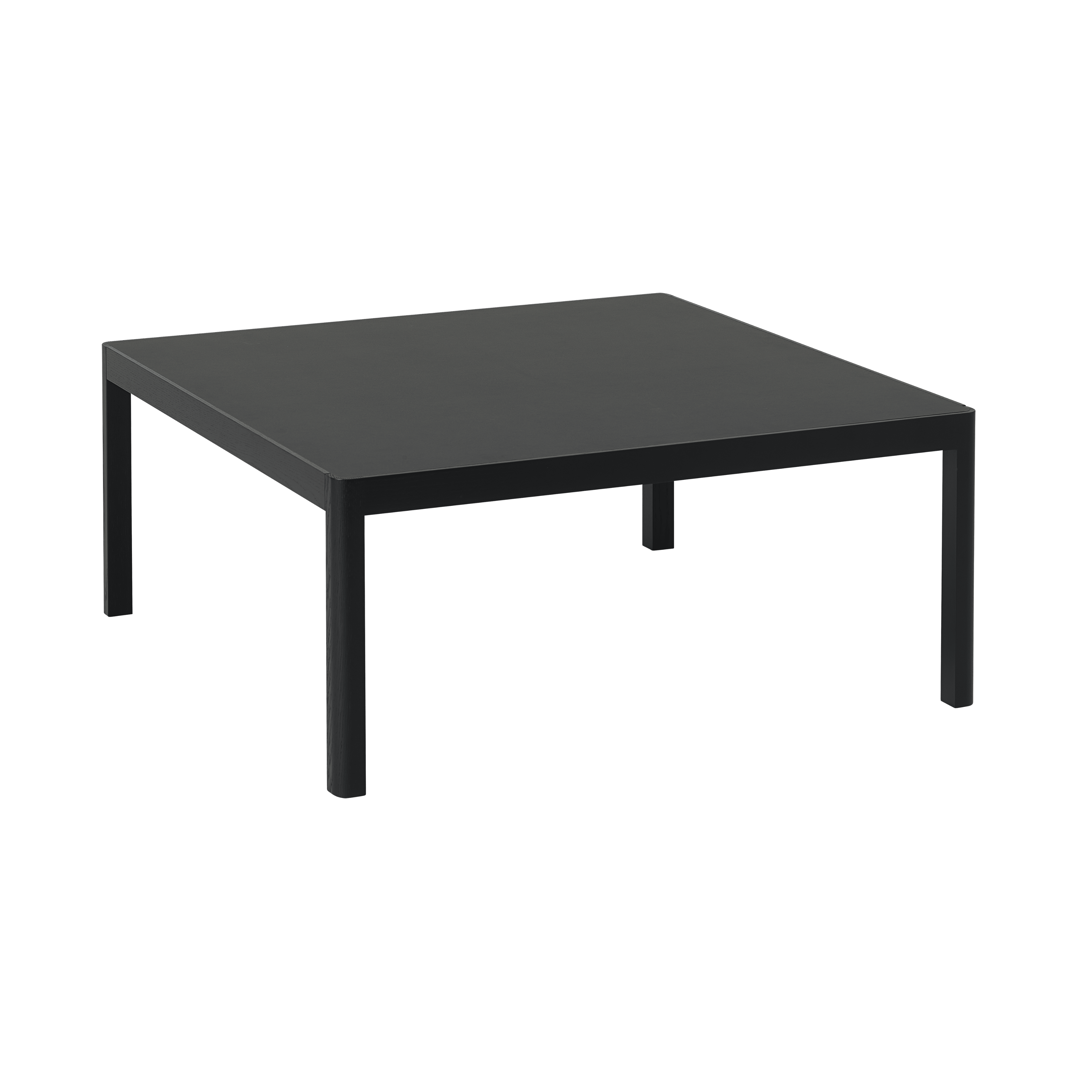 Couchtisch WORKSHOP mit schwarzem Linoleum und schwarzem Eichenfuß