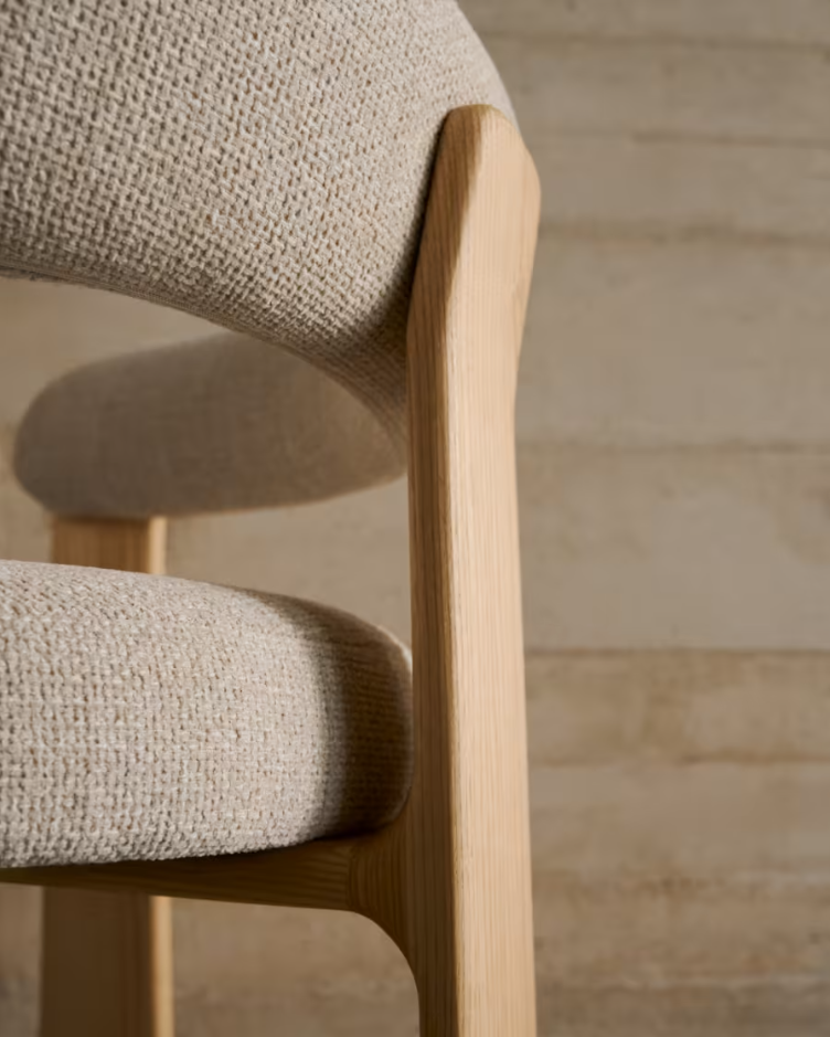 Sessel mit Armlehnen GRANITE beige Chenille mit Eschenbasis