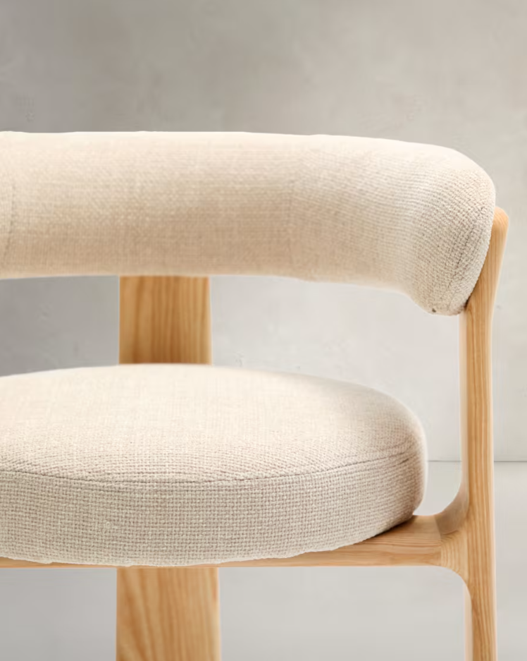 Sessel mit Armlehnen GRANITE beige Chenille mit Eschenbasis