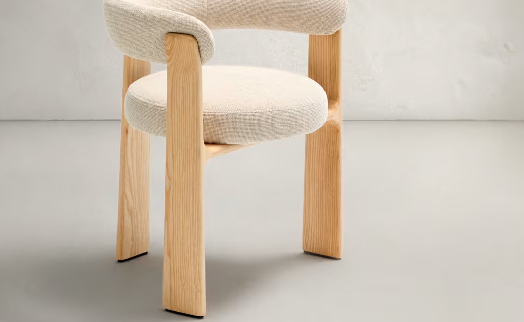 Sessel mit Armlehnen GRANITE beige Chenille mit Eschenbasis