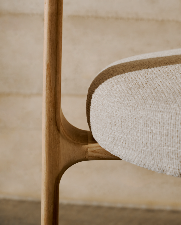 GRANITE chair in beige chenille with an ash base