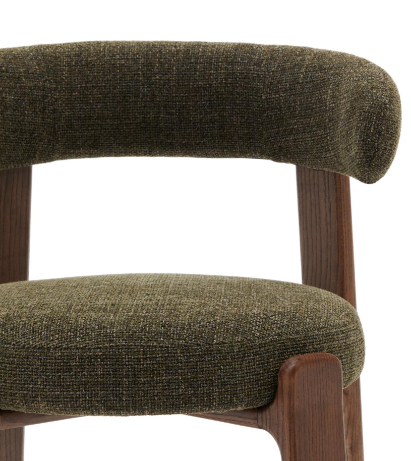 Stuhl GRANITE grün Chenille mit dunklem Eschenfuß