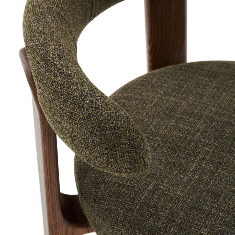 Stuhl GRANITE grün Chenille mit dunklem Eschenfuß