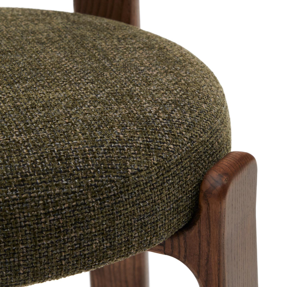Stuhl GRANITE grün Chenille mit dunklem Eschenfuß