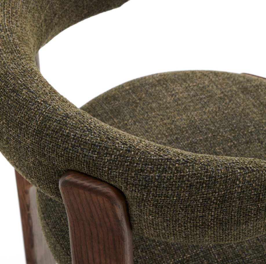 Stuhl GRANITE grün Chenille mit dunklem Eschenfuß