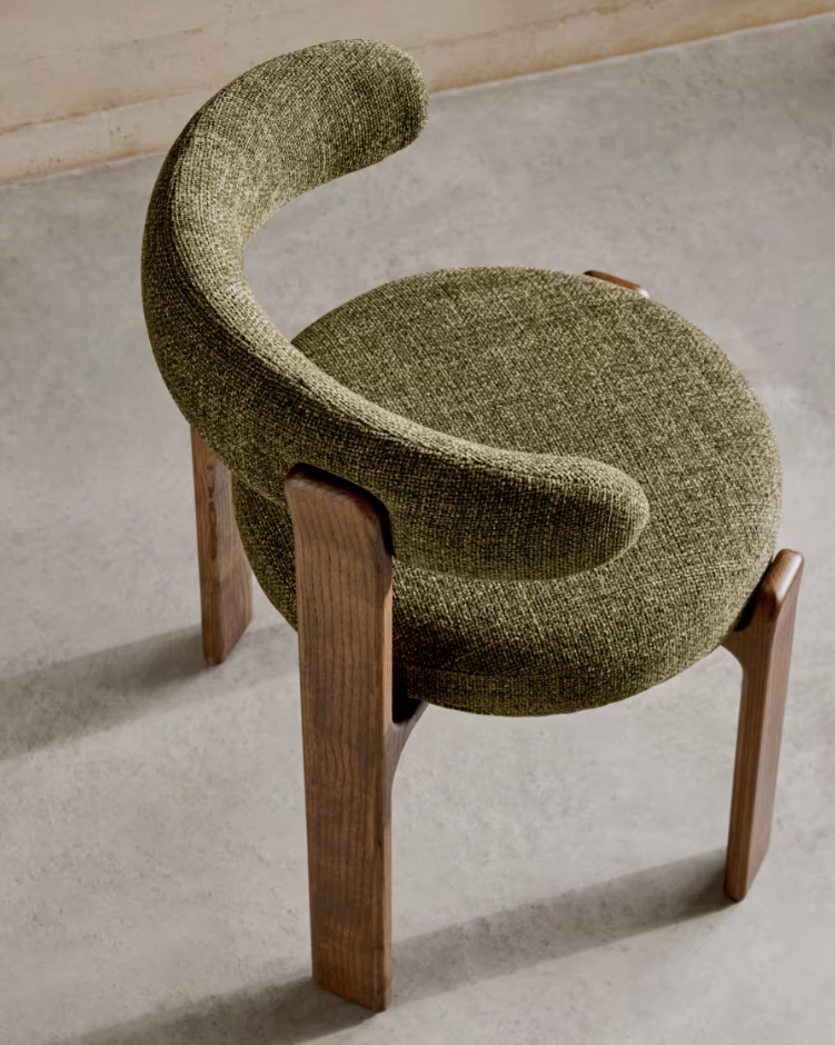 Stuhl GRANITE grün Chenille mit dunklem Eschenfuß